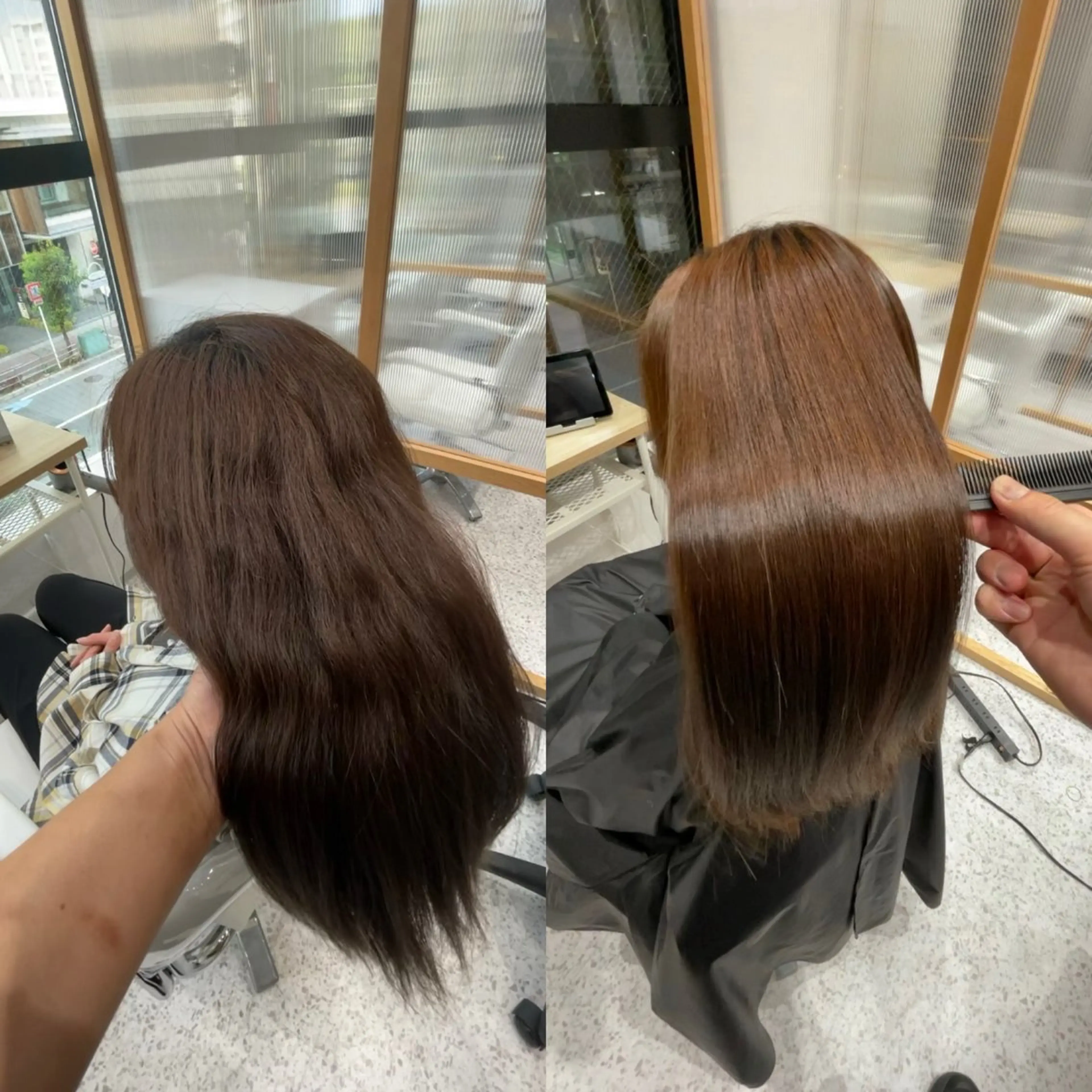 セミロング 髪質改善 縮毛矯正 トリートメント 美髪矯正/髪質改善 /氏原のヘアスタイル