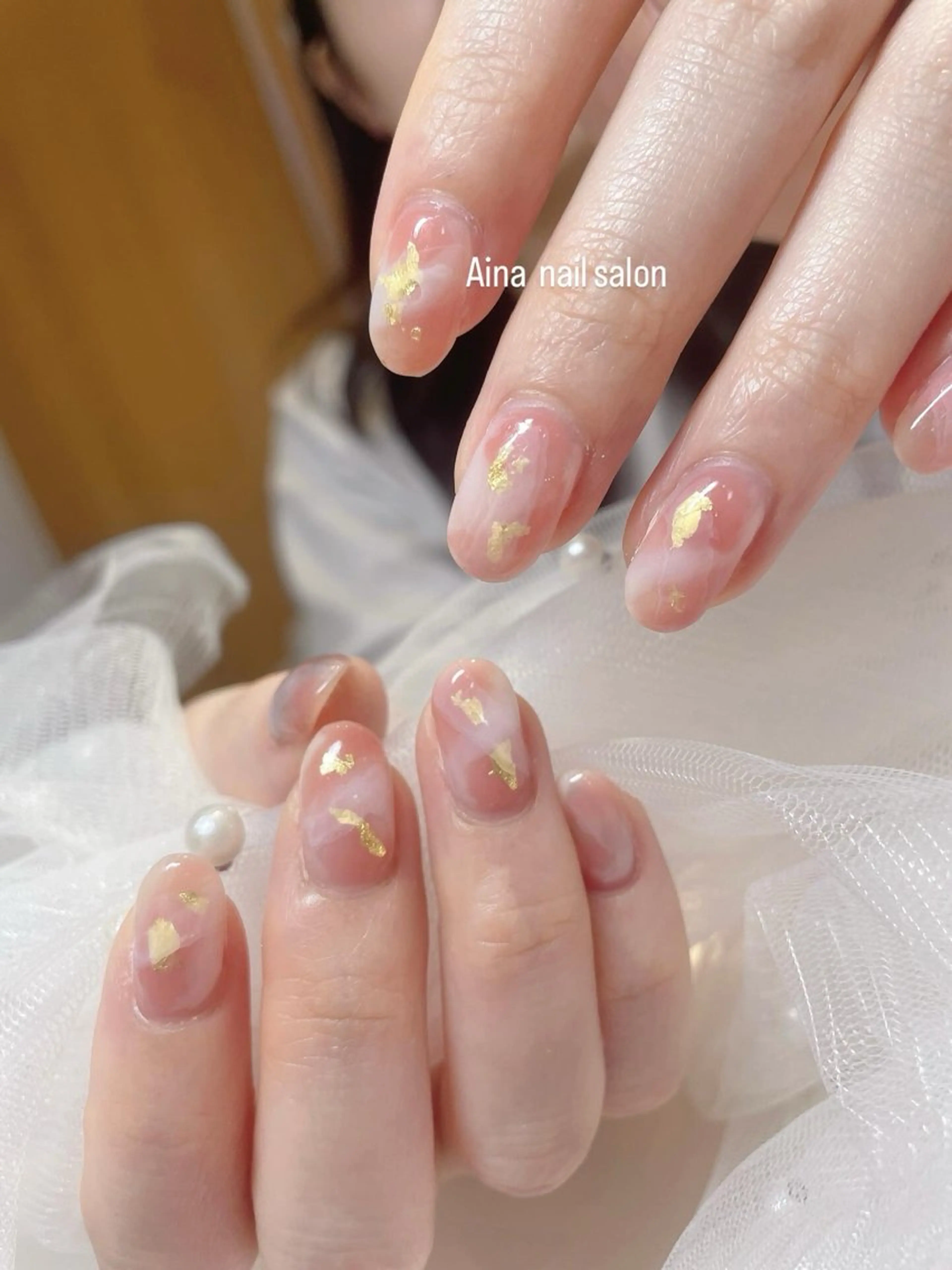 ネイル チークネイル 長さ出し フラッシュネイル フットネイル フレンチネイル Aina nail salonのネイルデザイン
