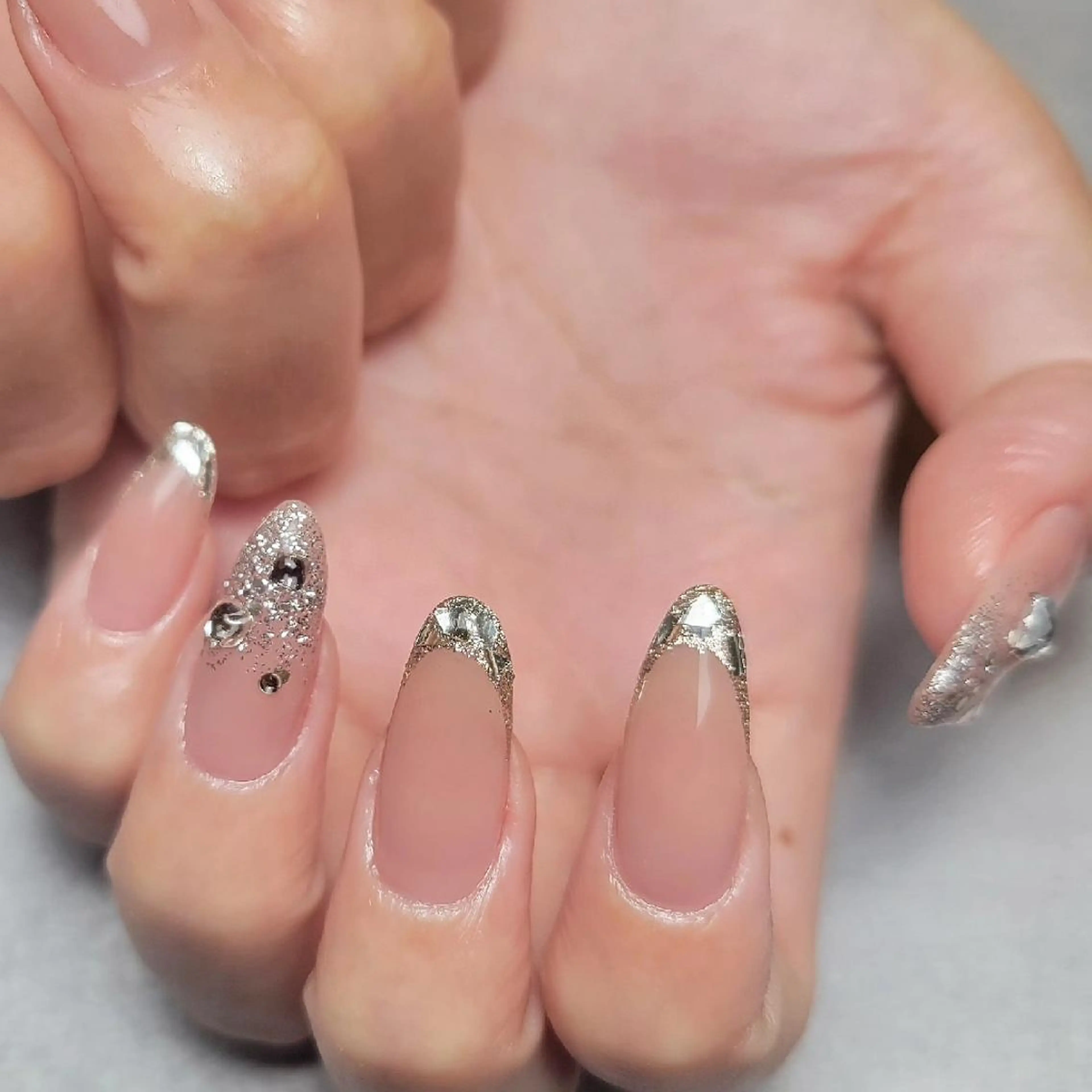ネイル フレンチネイル ガラスフレンチ 春ネイル ワンホンネイル MU5-nail 金山ネイルサロンのネイルデザイン