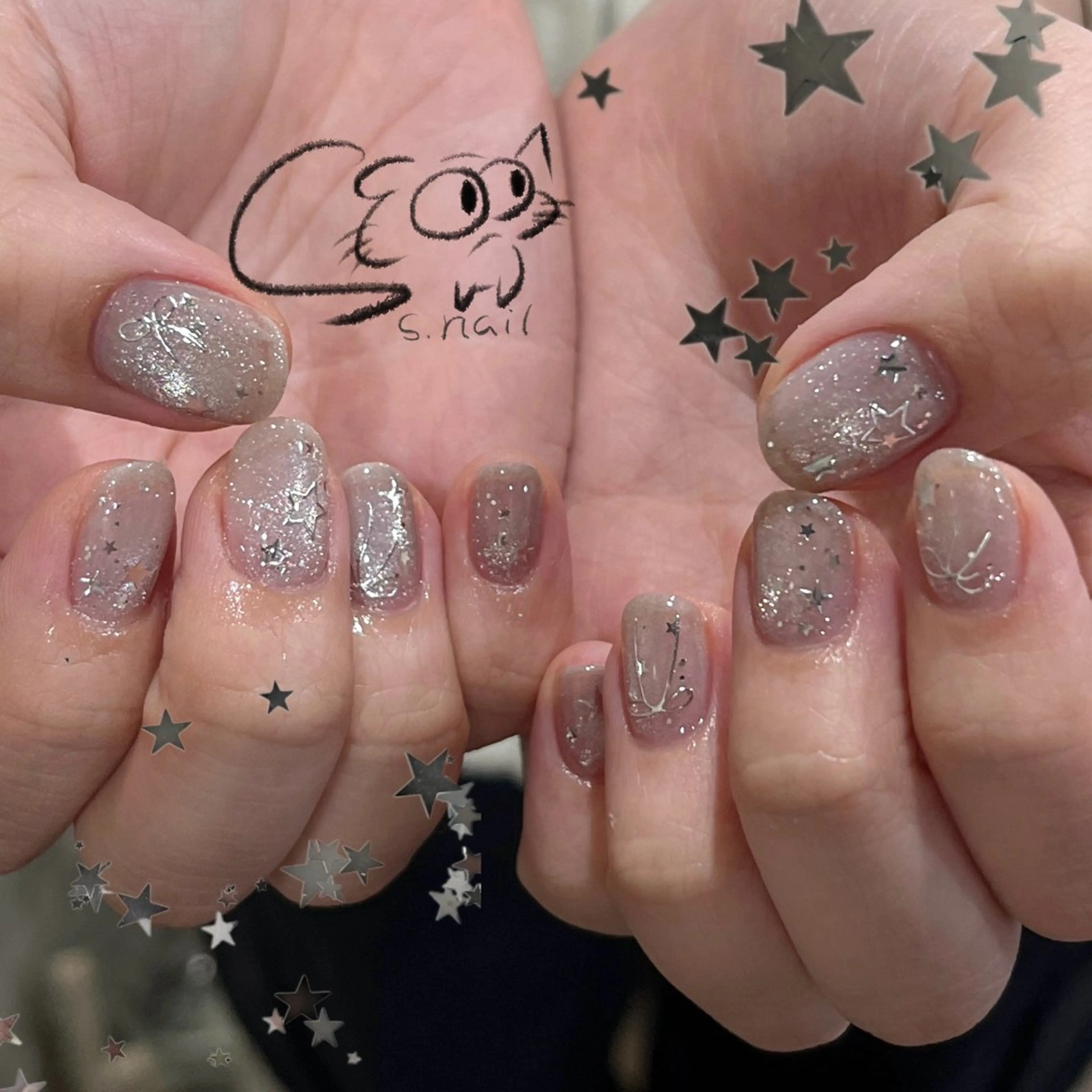 ネイル フレンチネイル ジェルネイル キラキラネイル ラメ(グリッター) マグネットネイル S.nail _のネイルデザイン