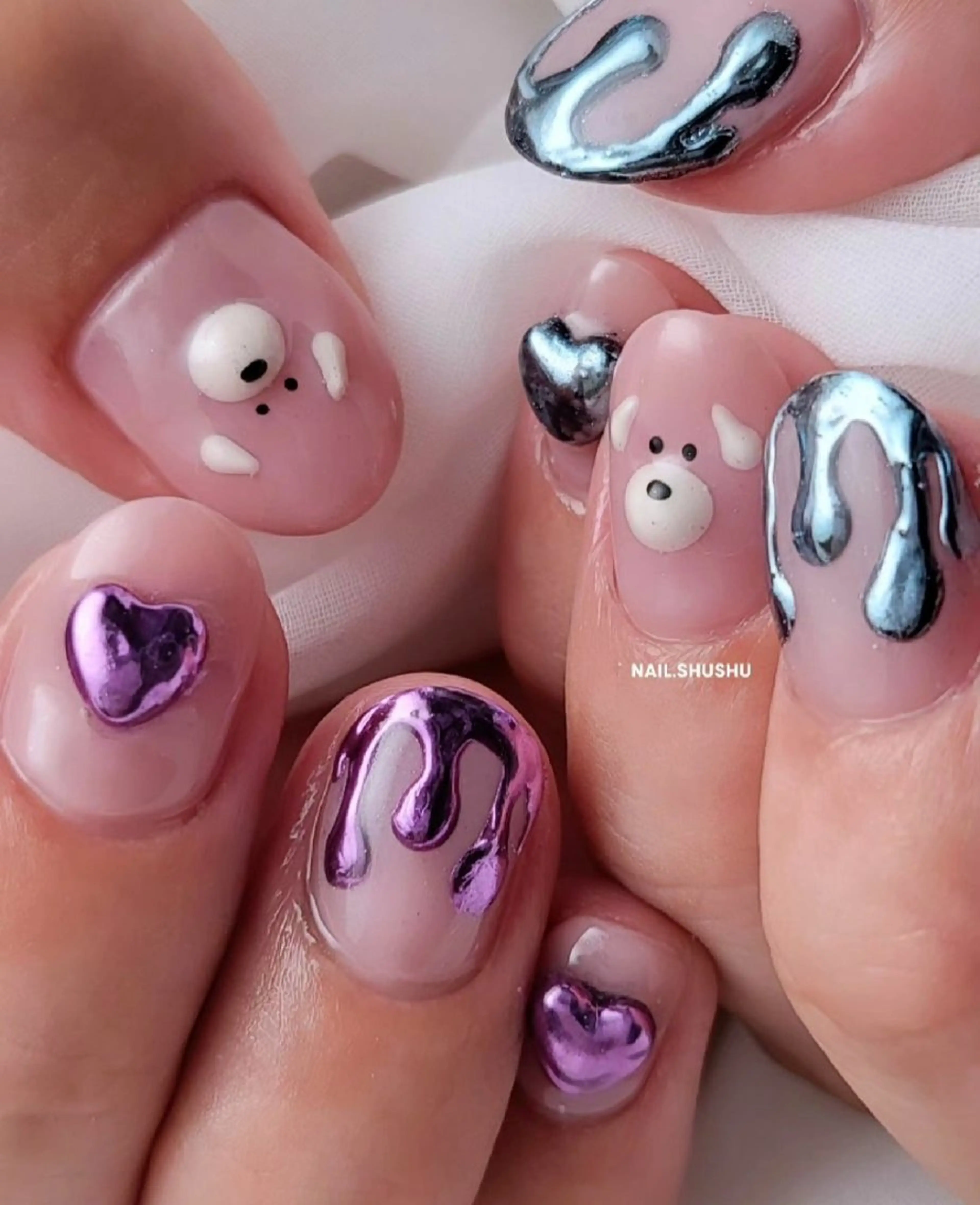 ネイル 持ち込み ニュアンスネイル ワンカラーネイル シンプルネイル ハンドネイル 3dパーツ/流行り 👧shushu❤️のネイルデザイン