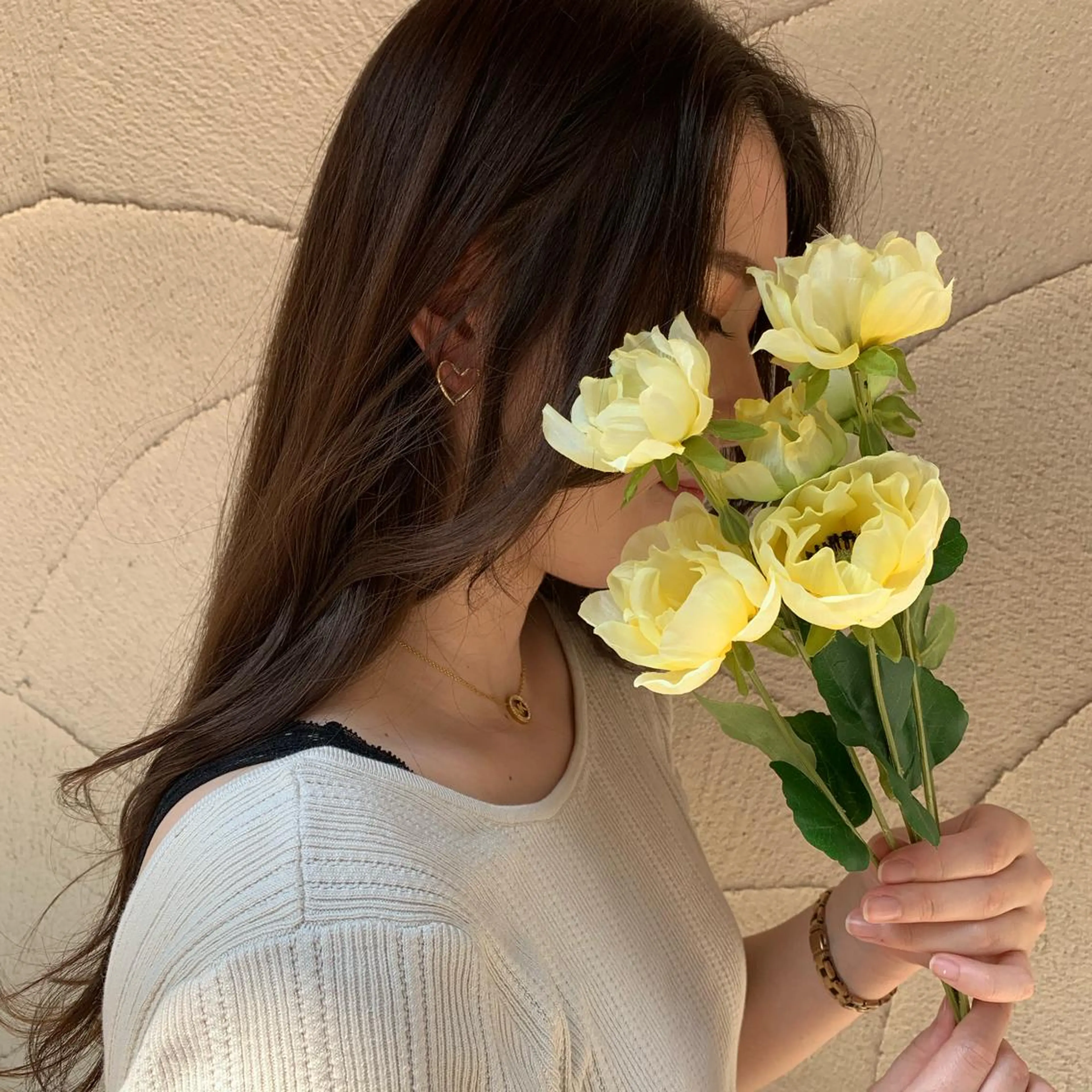 ロング カラー ベージュカラー フォギーベージュ ヨシンモリ 韓国×巻ける髪質改善 💍maki💍のヘアスタイル