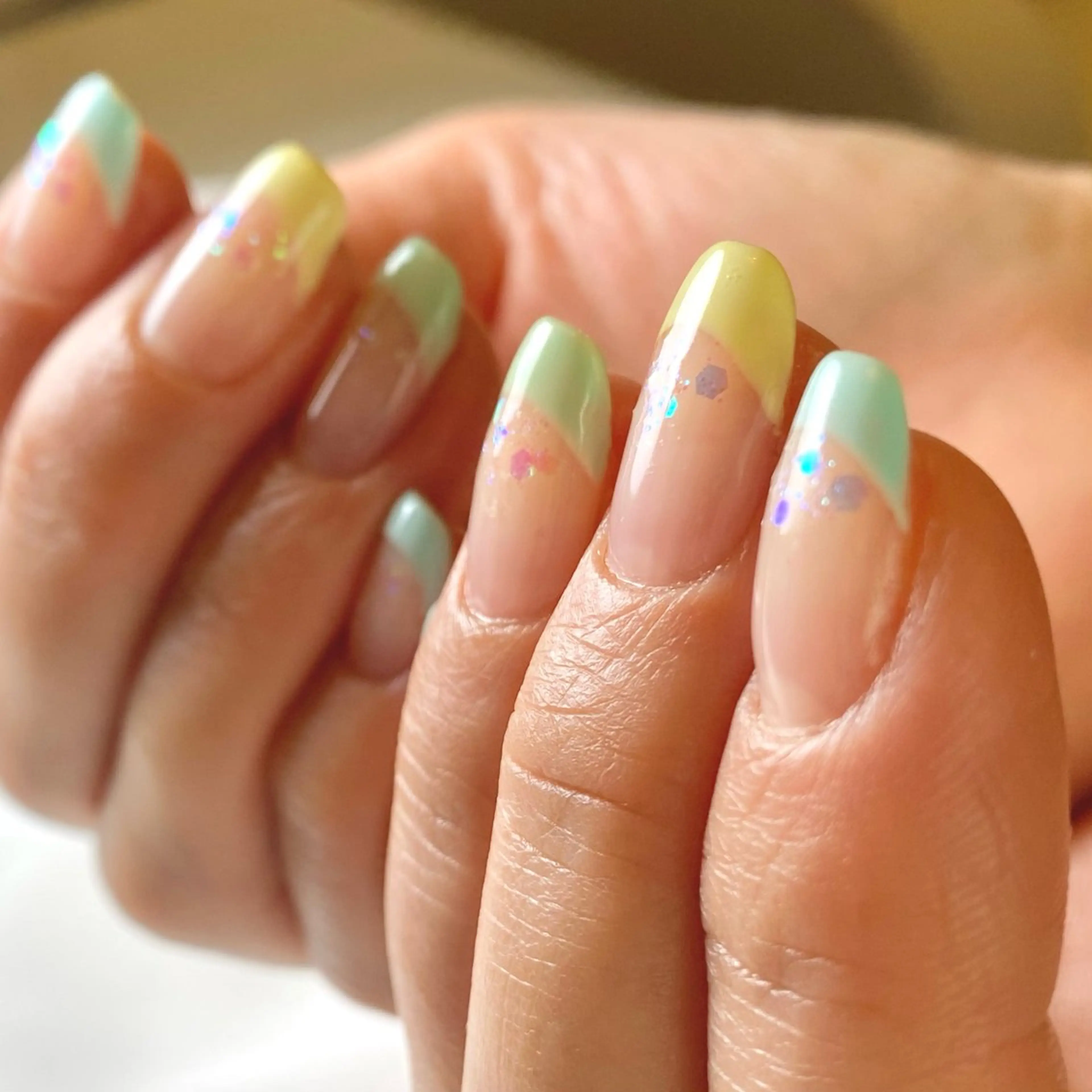 ネイル カジュアル クリアネイル フレンチネイル キラキラネイル ラメ(グリッター) Lilikoi nailのネイルデザイン
