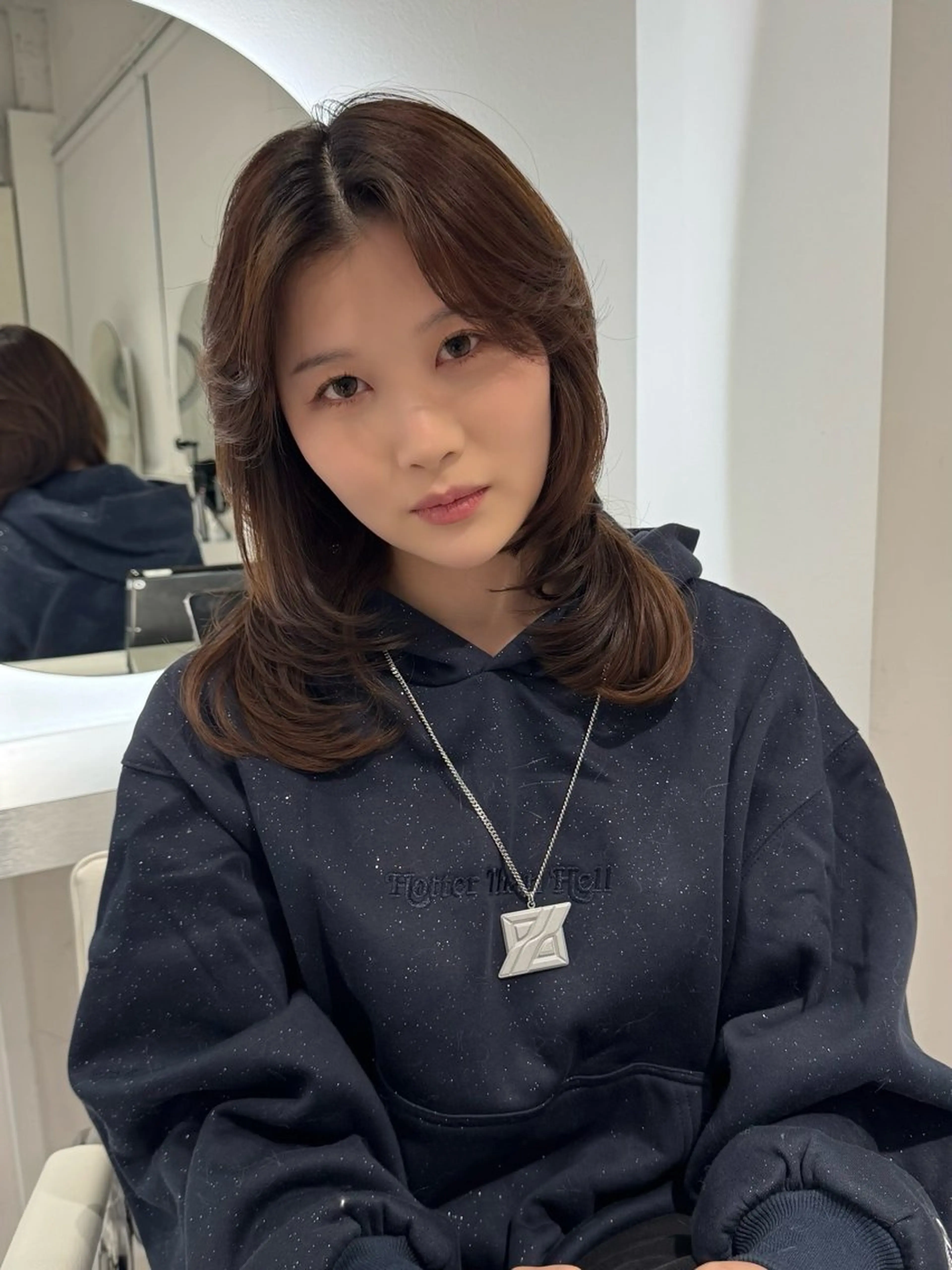 セミロング rina/デザイン カラー/上野のヘアスタイル