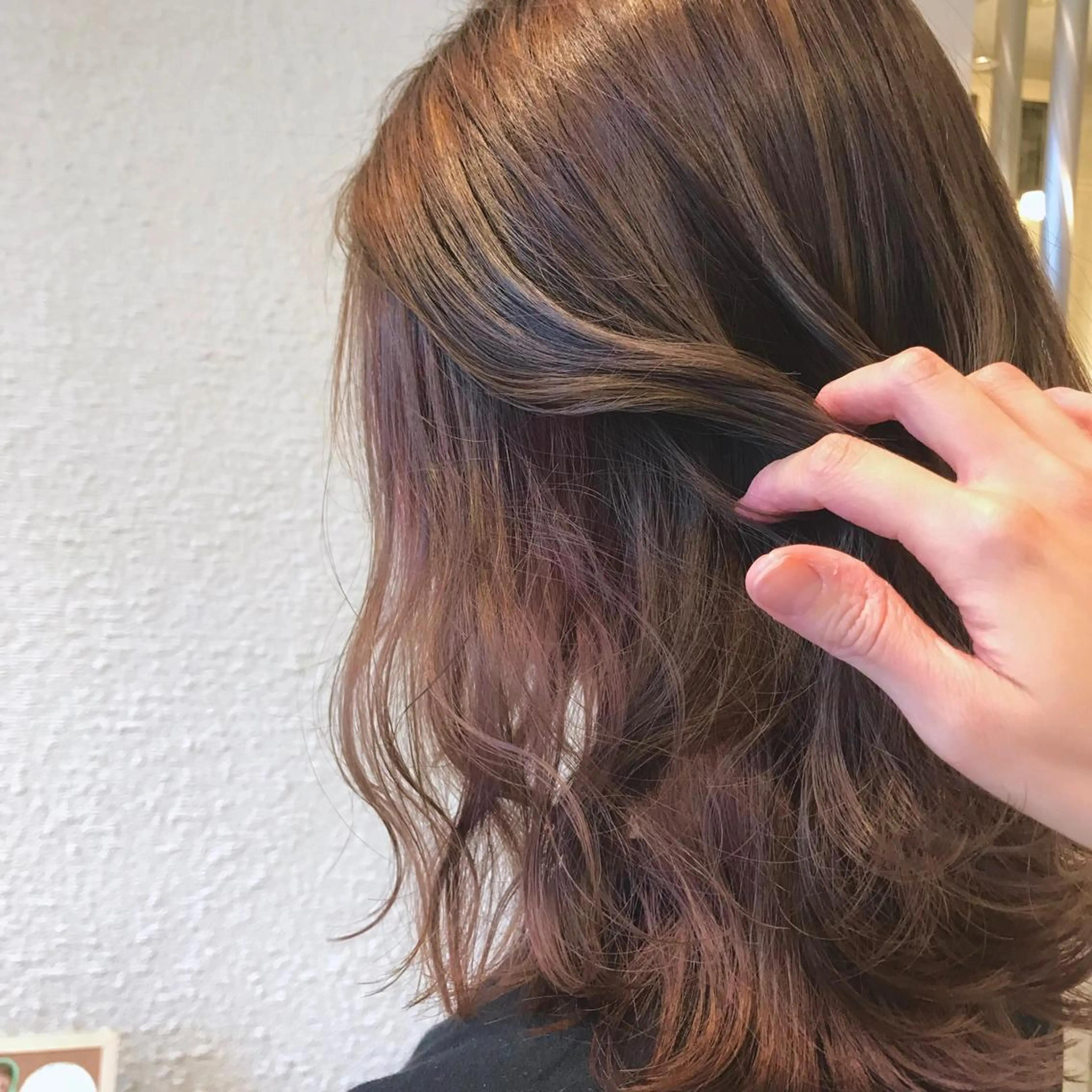 ミディアム カラー インナーカラー オレンジ パープルカラー 透明感カラー/ 寺田千雅子のヘアスタイル