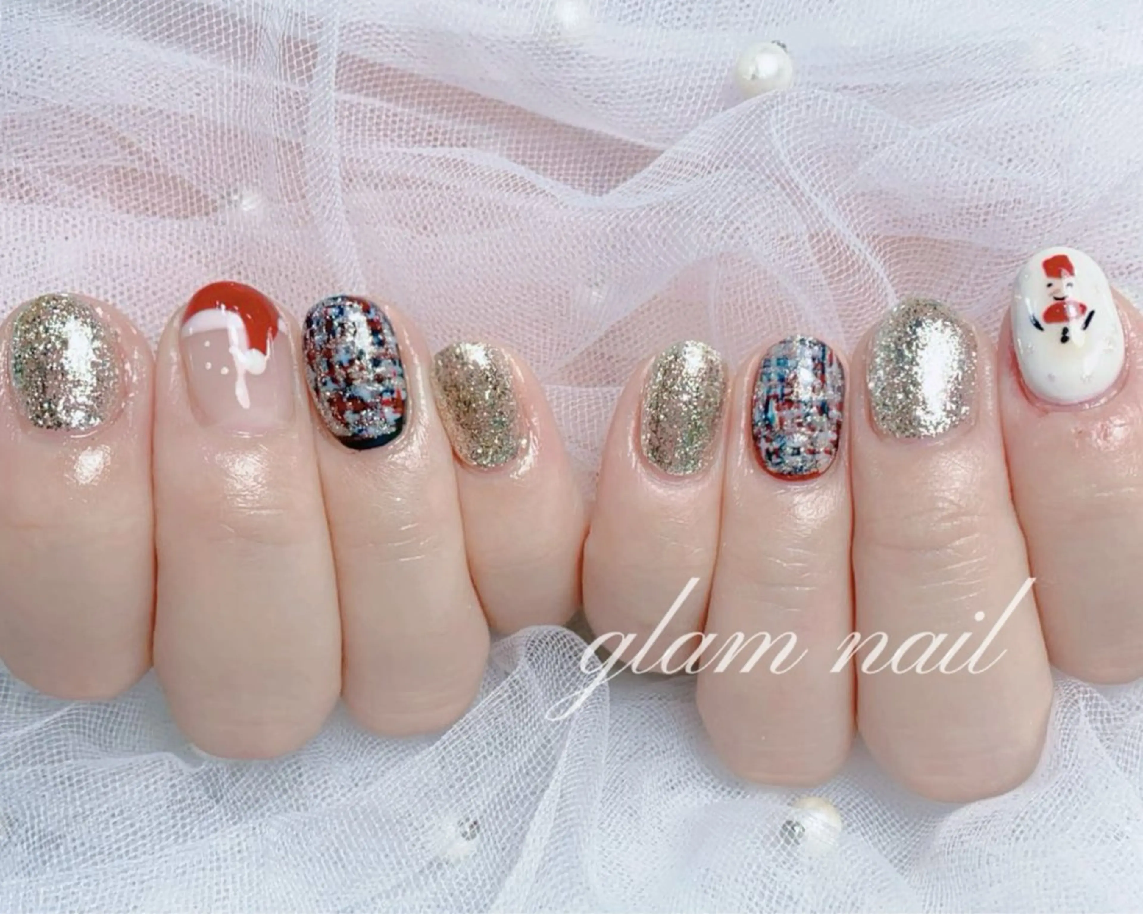 ネイル ハンドネイル エツメ💅 長さだし🎀デザインのネイルデザイン