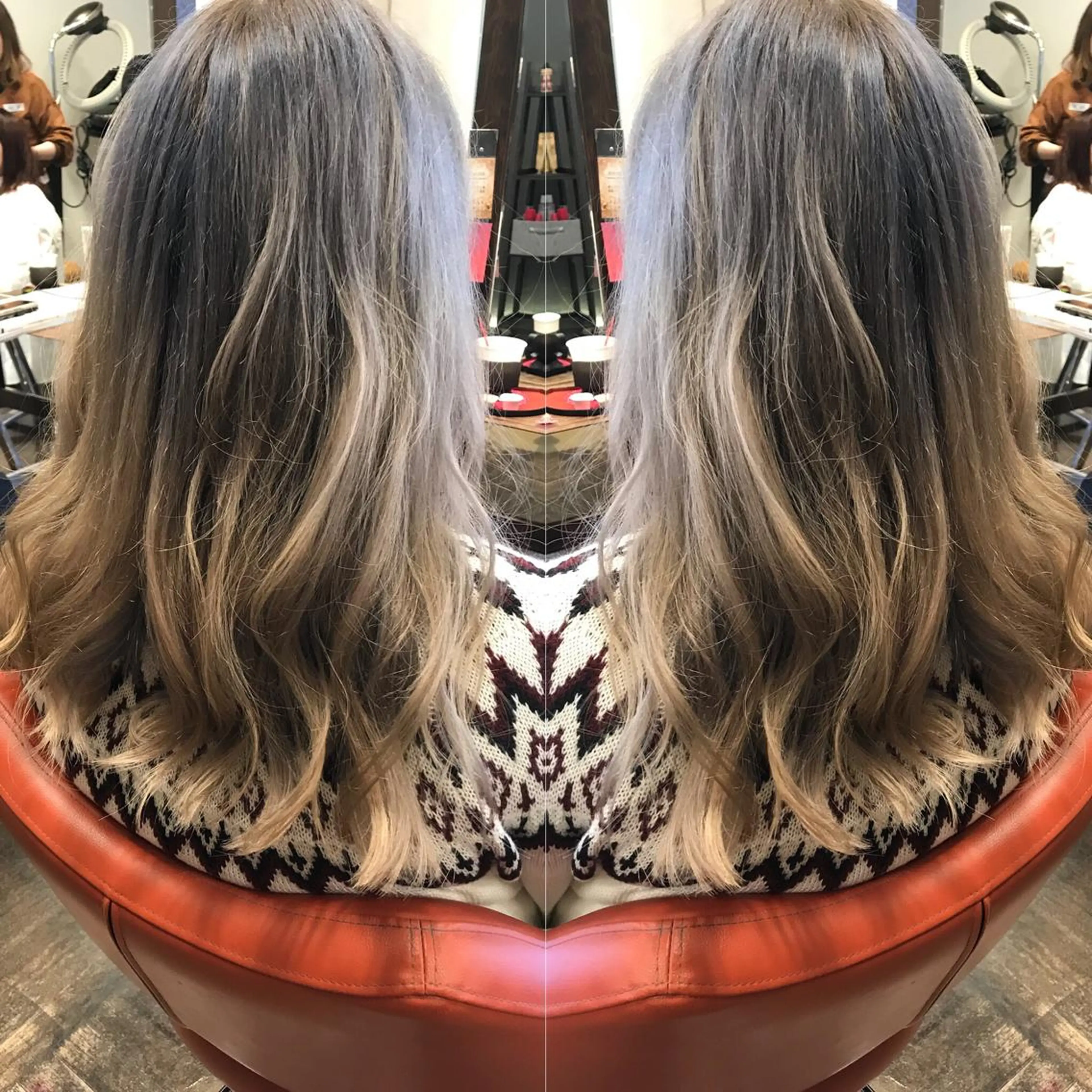 セミロング カラー アッシュ ホワイトアッシュ 外国人風カラー ヘアカラー トリートメント デザインカラー🌈 高木リョウのヘアスタイル