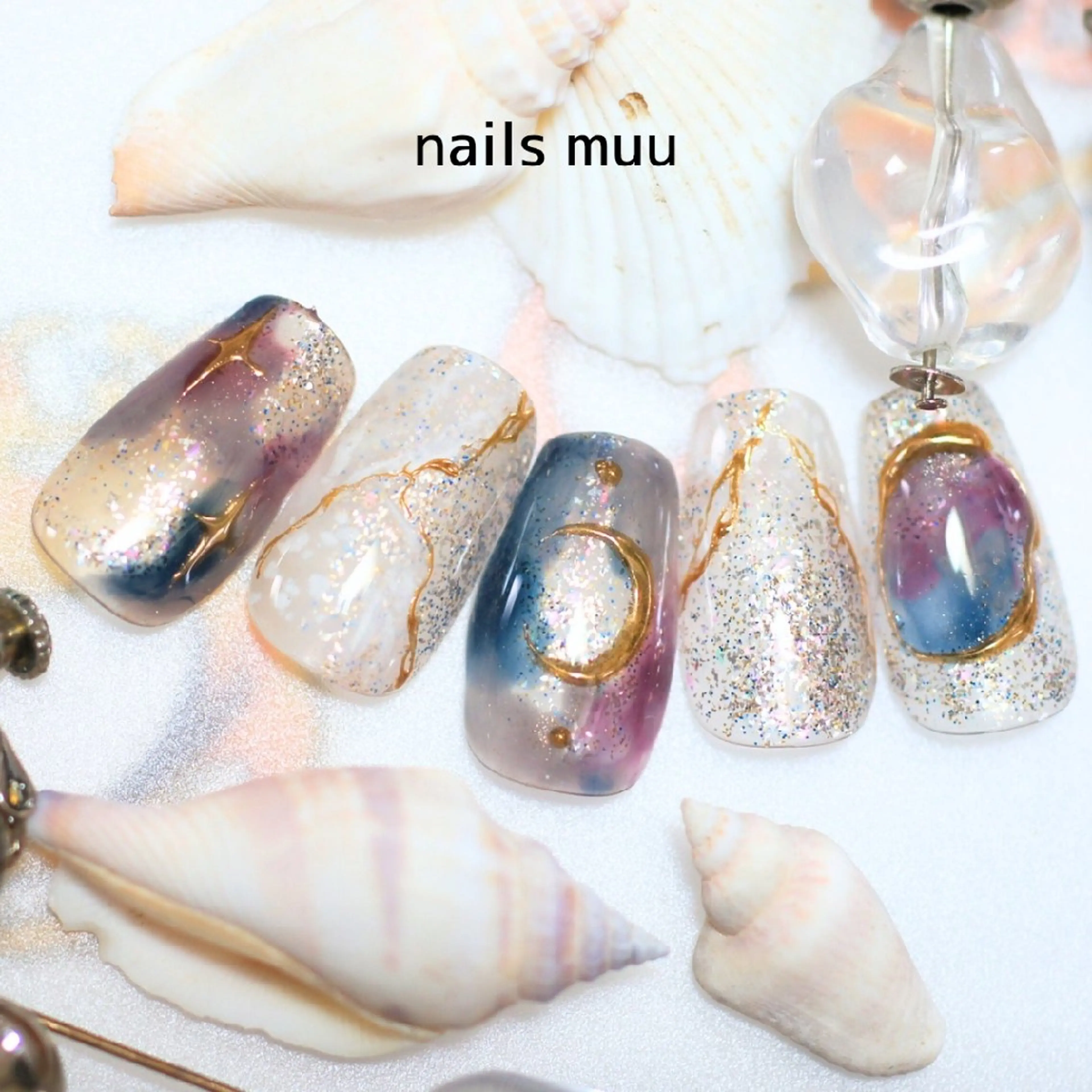 ネイル フットネイル ミラーネイル 夏ネイル ハンドネイル nails muu まゆのネイルデザイン