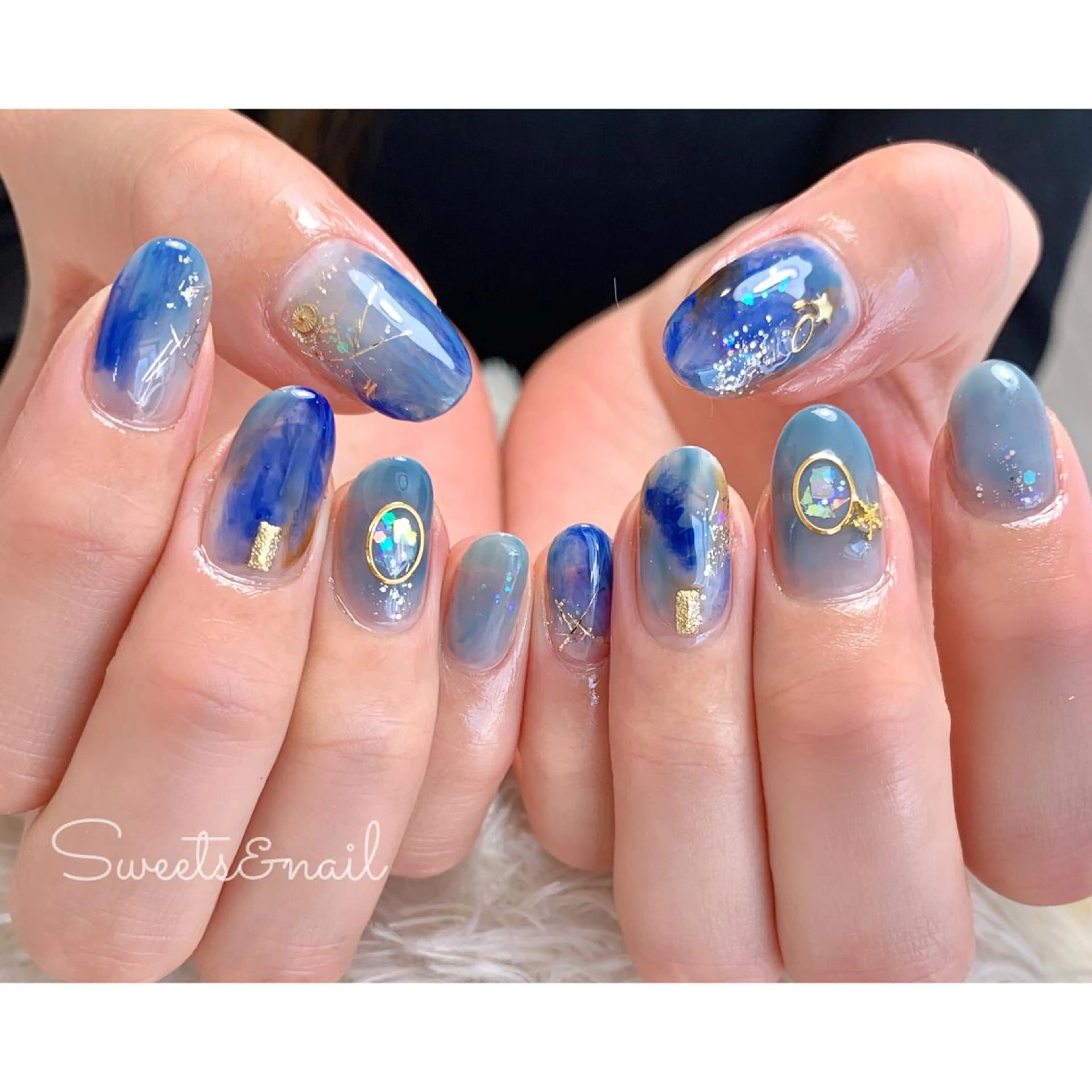 ネイル ブルー Sweets＆ nail みなこのネイルデザイン