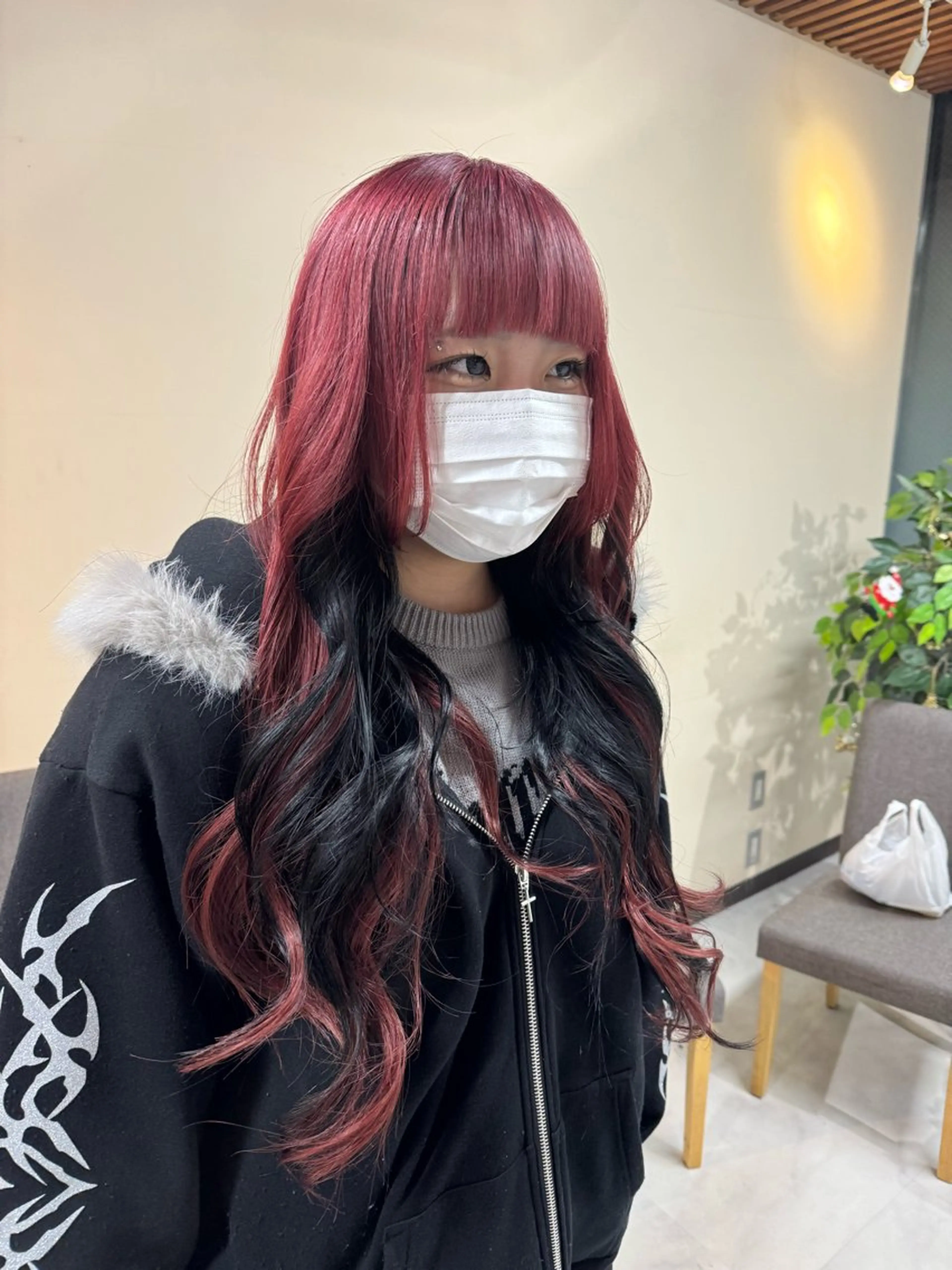 セミロング カット ヘアカラー ルーツ/ デザイン/ ハイトーン/おこのぎのヘアスタイル