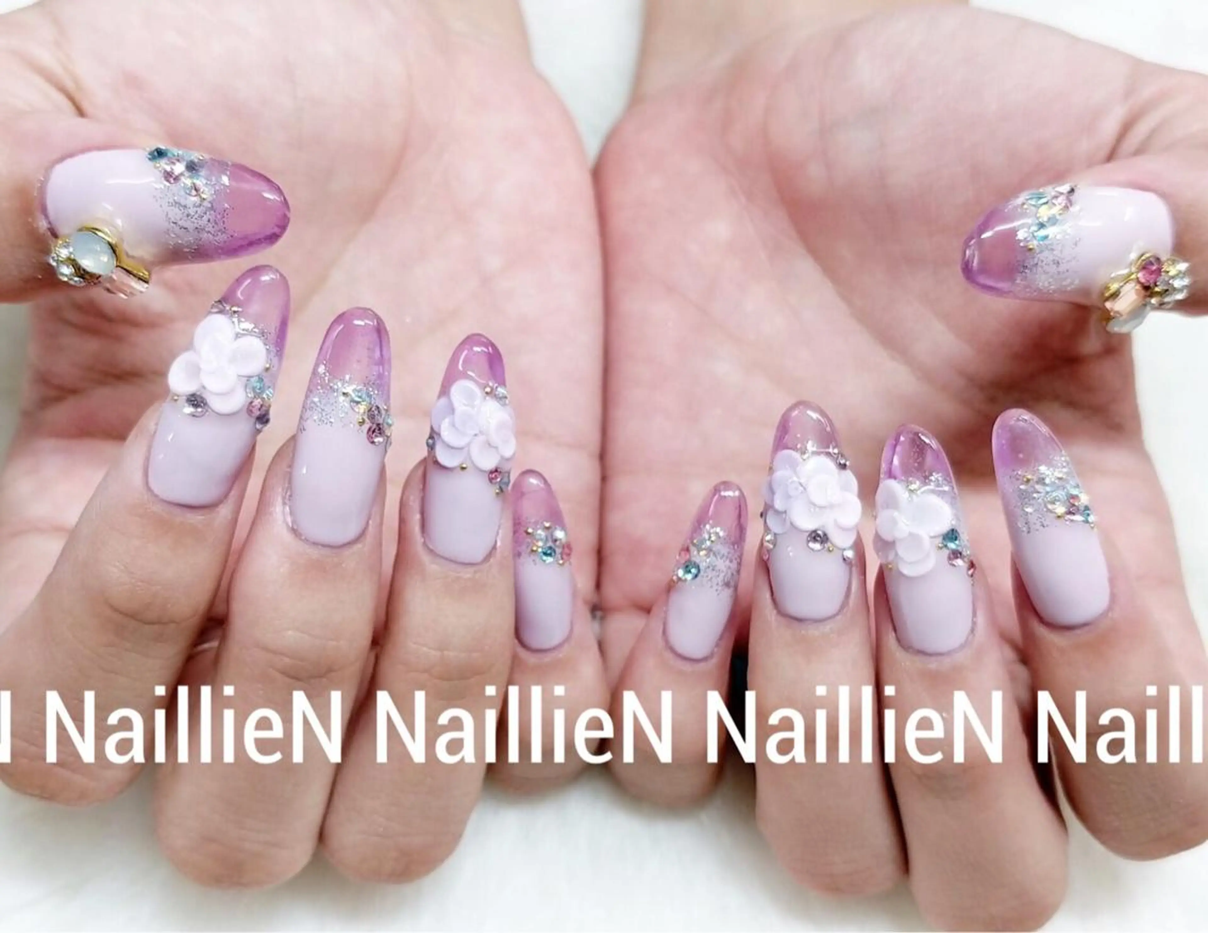ネイル クリアネイル 持ち込み パープル ハンドネイル Nail lieNのネイルデザイン