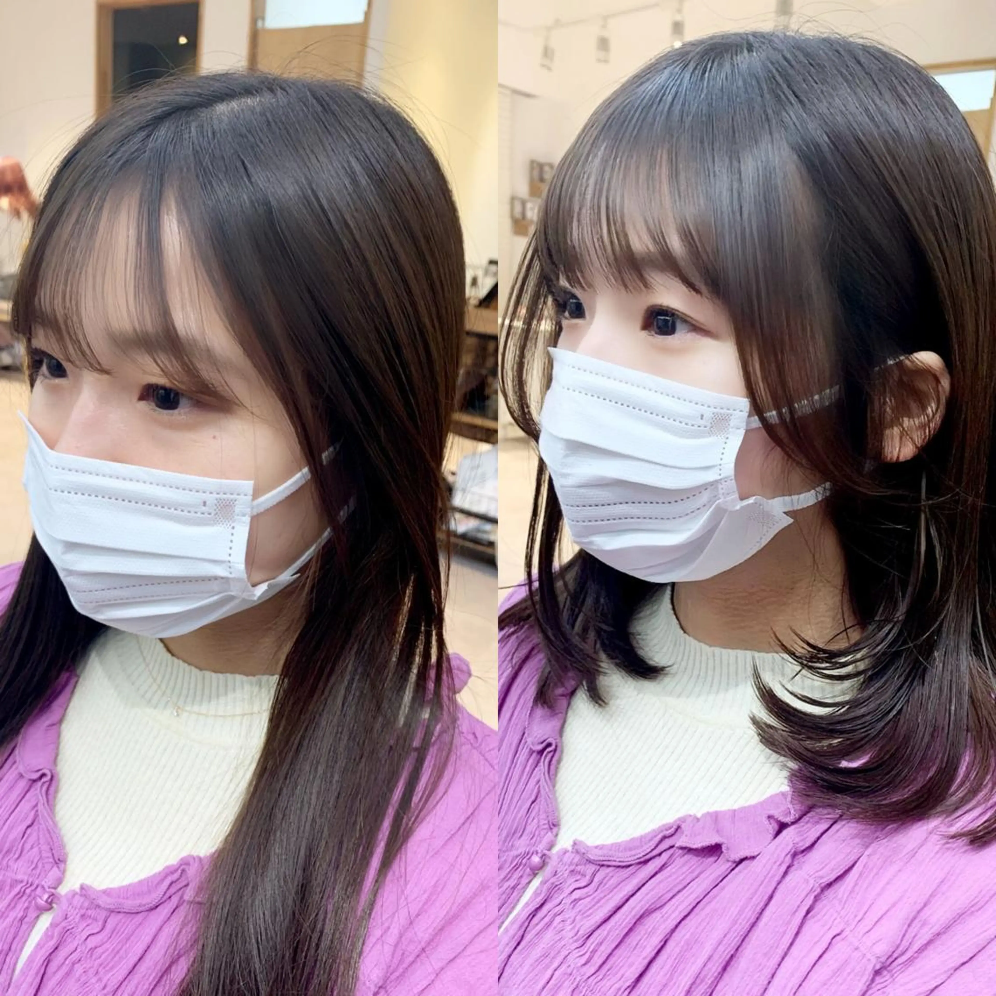 セミロング カラー パーマ ヘアアレンジ メンズ キッズ ネイル マツエク・マツパ アイブロウ レイヤーカット 🌿透け感カラーのヘアスタイル