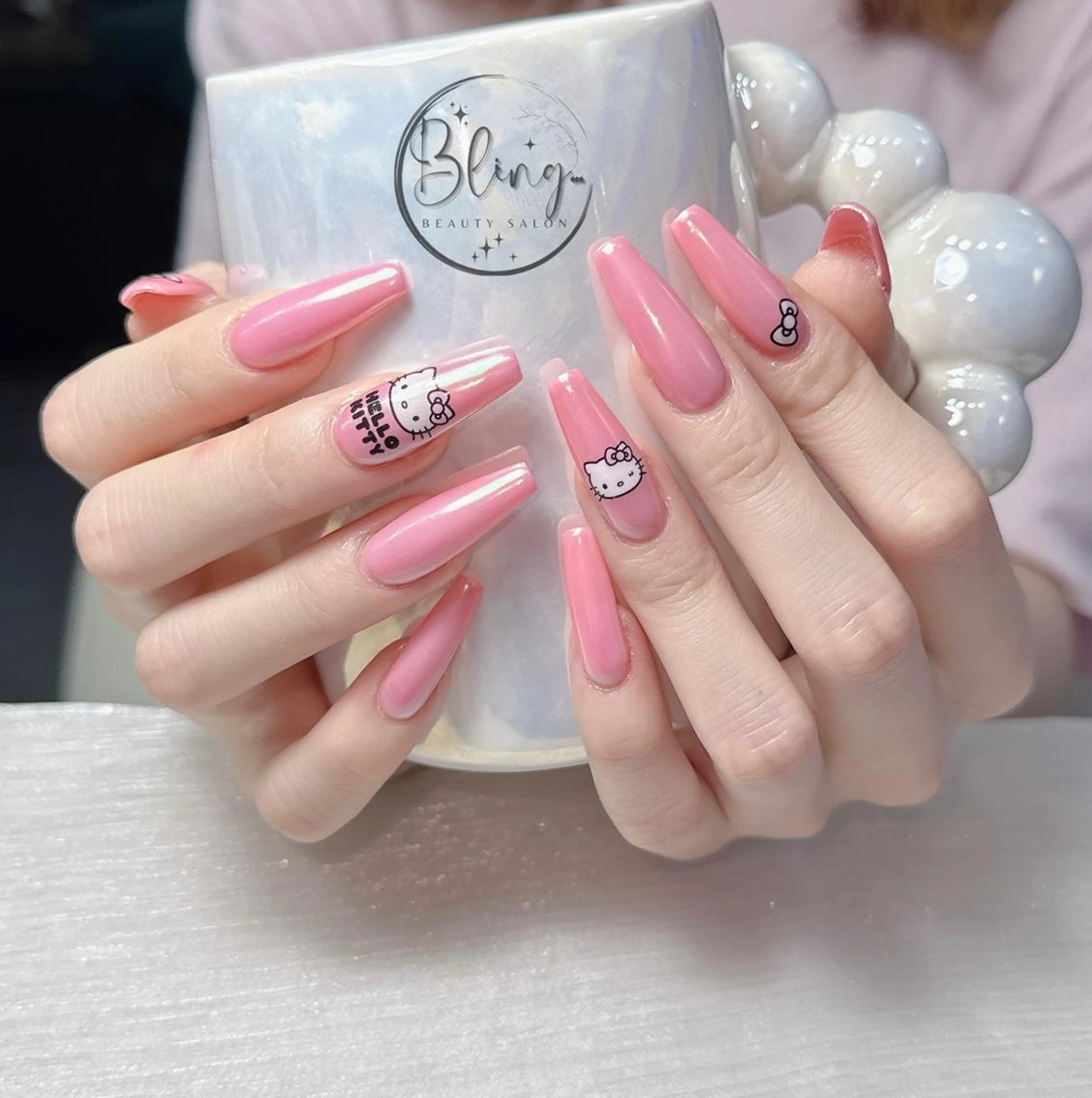 ロング 韓国風ヘア ハンドネイル Bling Salonのネイルデザイン