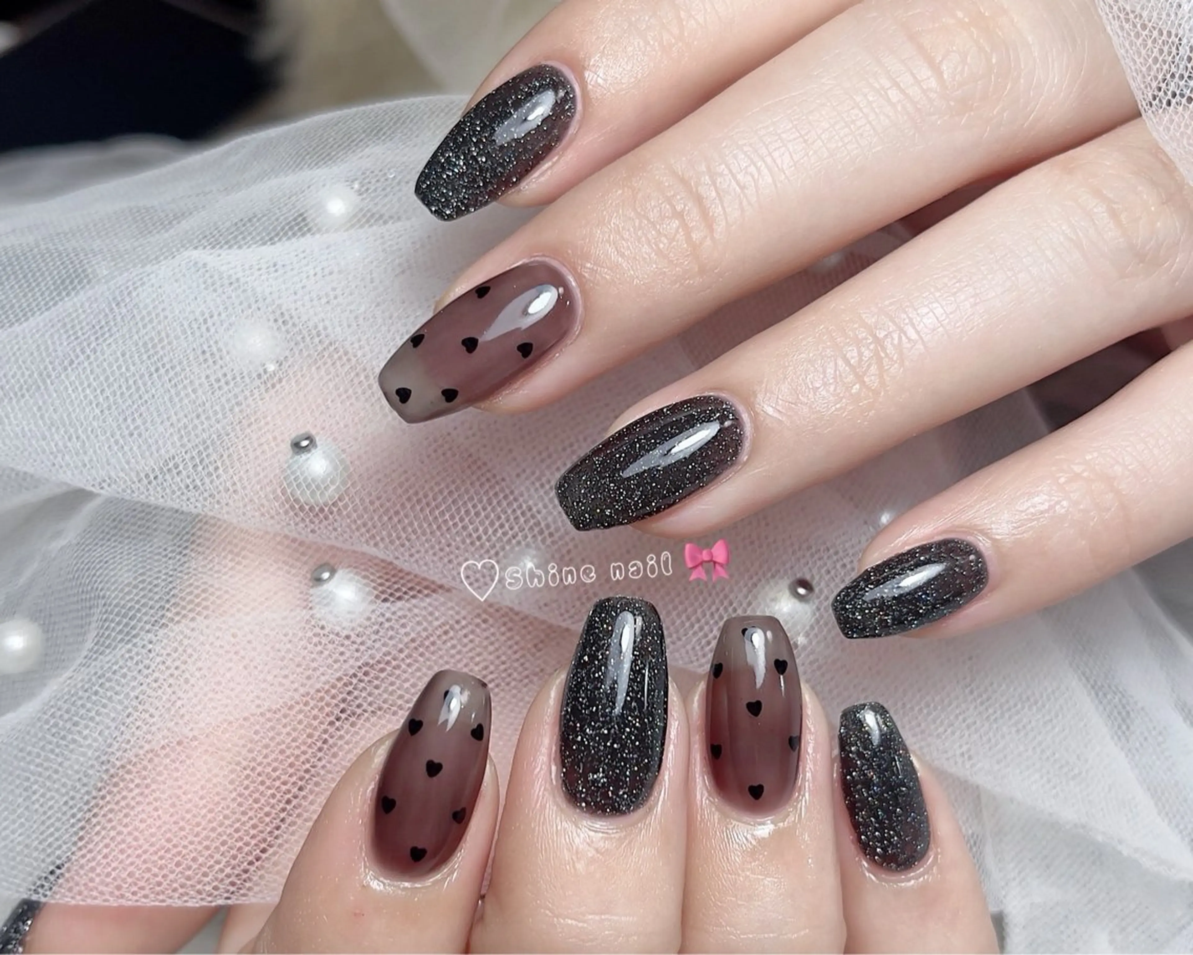 ネイル ハンドネイル shine 🎀 長さだし&デザインのネイルデザイン