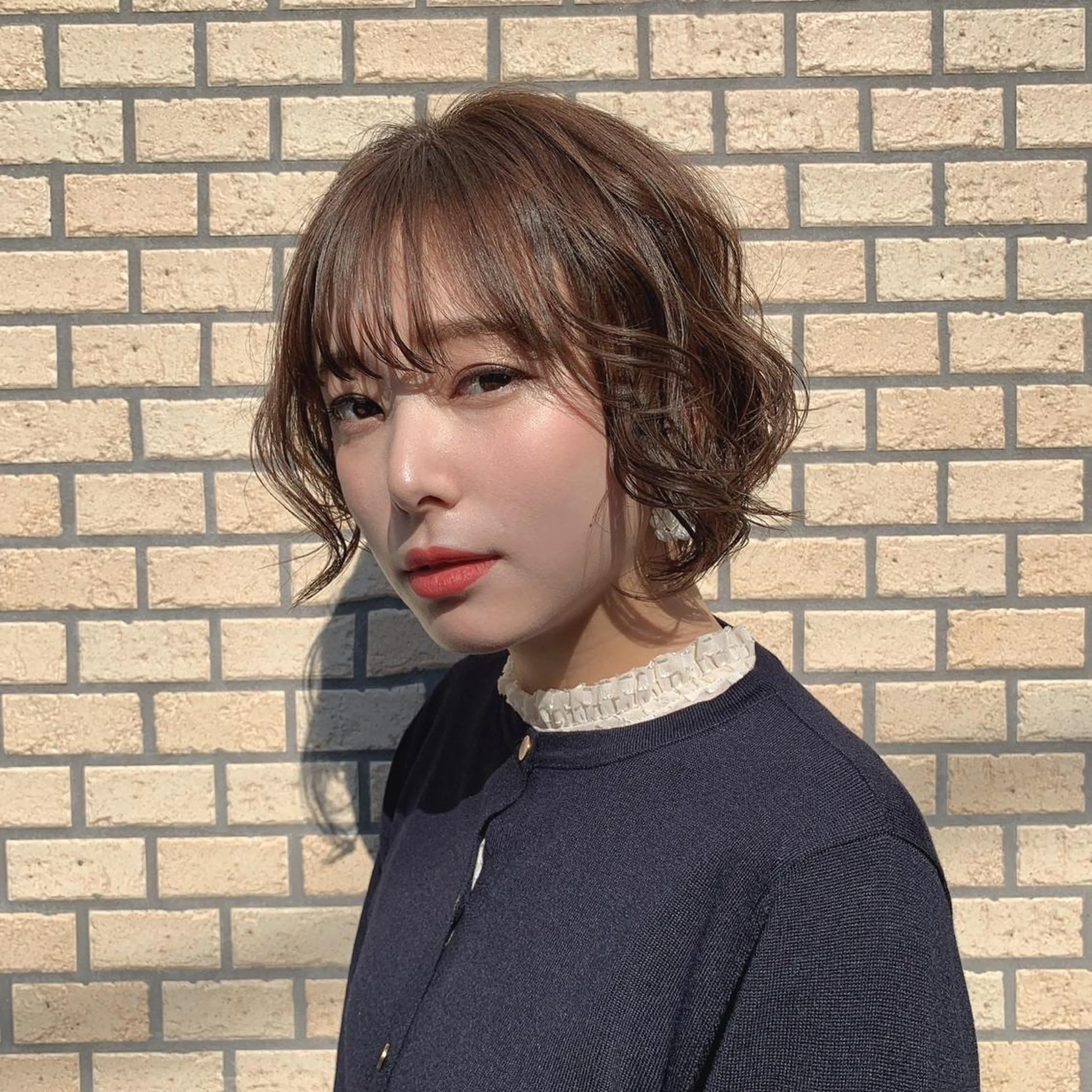 ミディアム カラー パーマ 透明感カラー 板橋　島村美咲のヘアスタイル