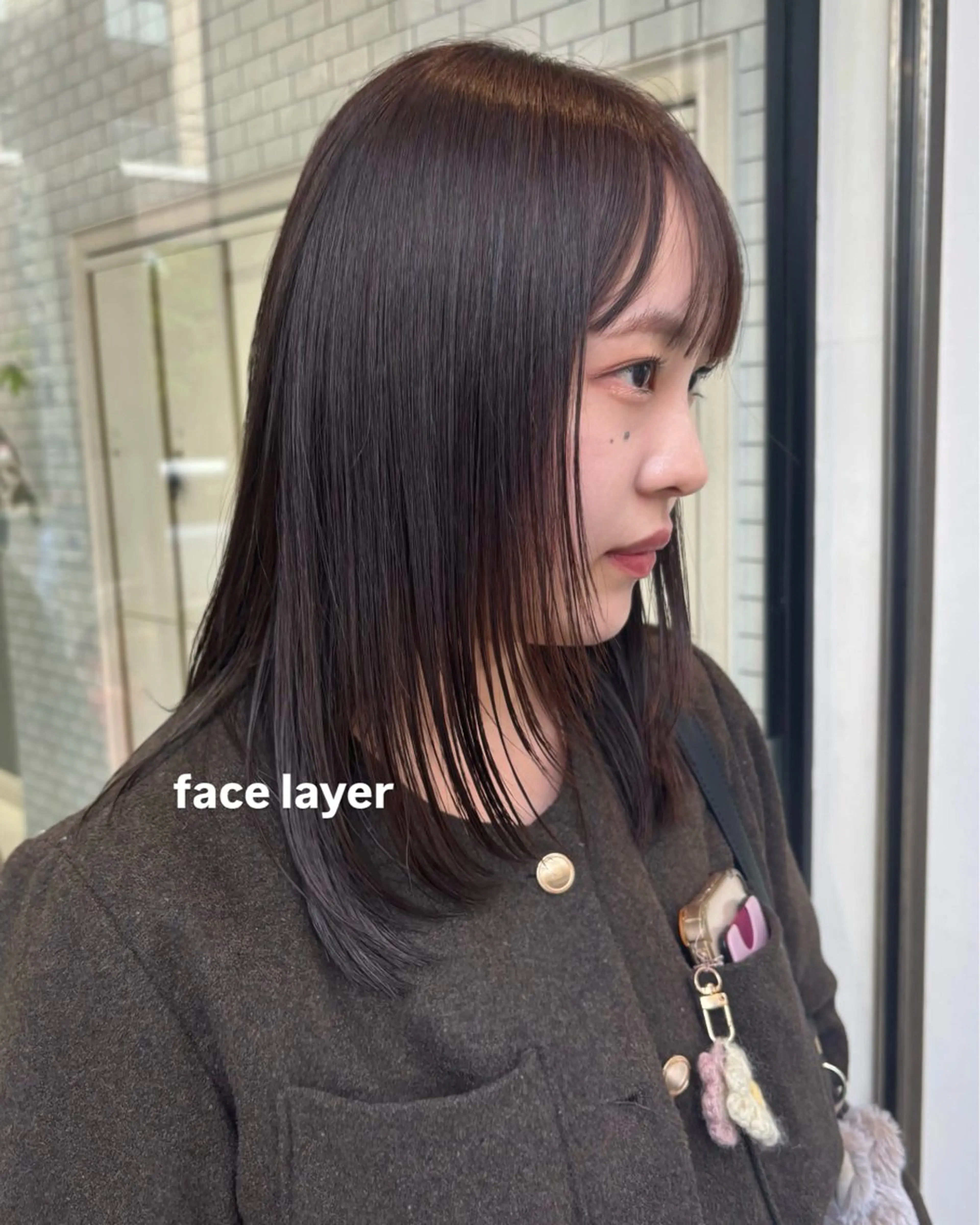 セミロング 顔まわりレイヤー 顔周りカット レイヤーカット カット ブリーチなしダブル カラー/暖色/麻咲のヘアスタイル