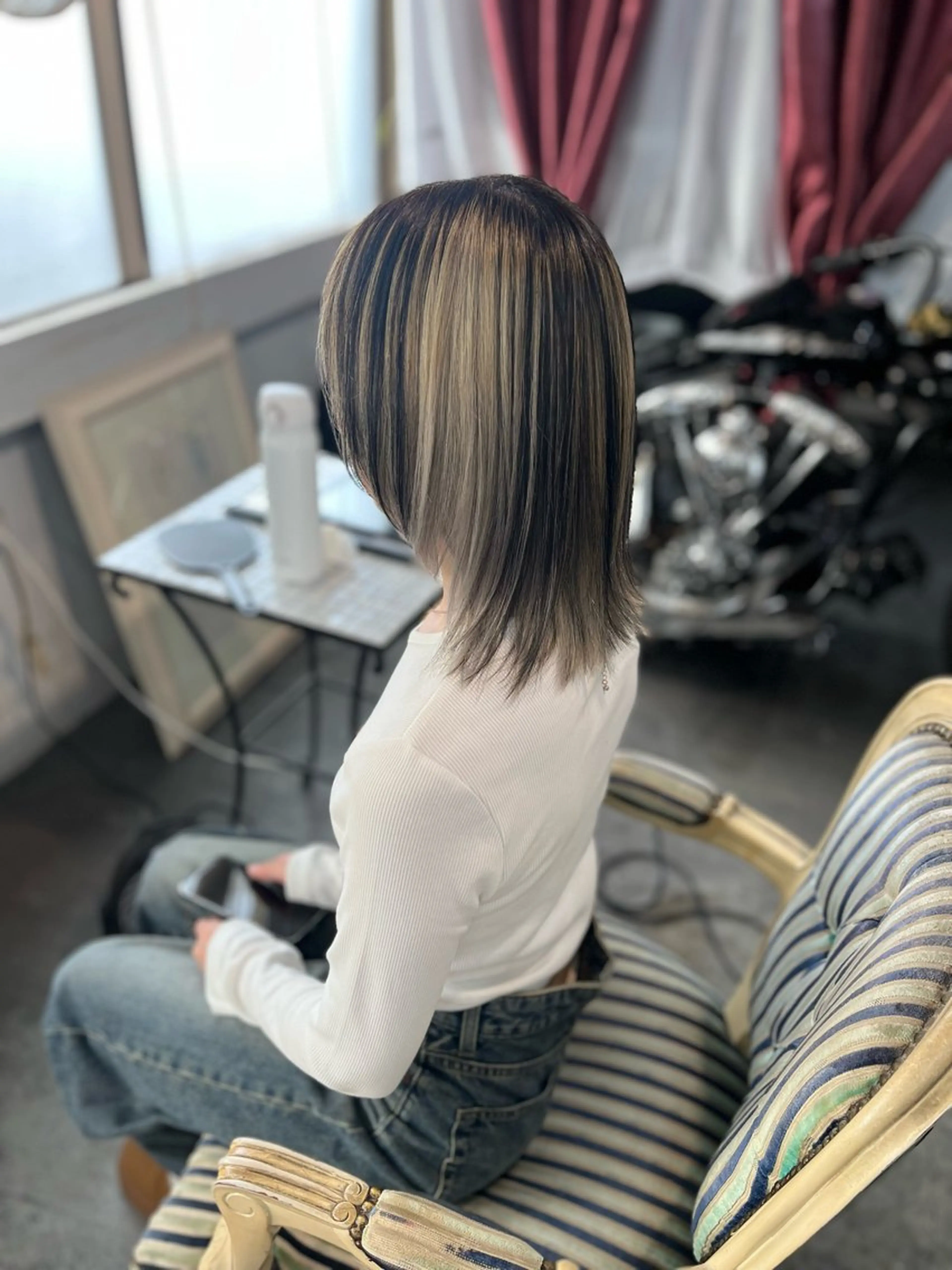 ミディアム カラー カット ヘアカラー トリートメント Mariana雛/ 西大分/ハイライトのヘアスタイル