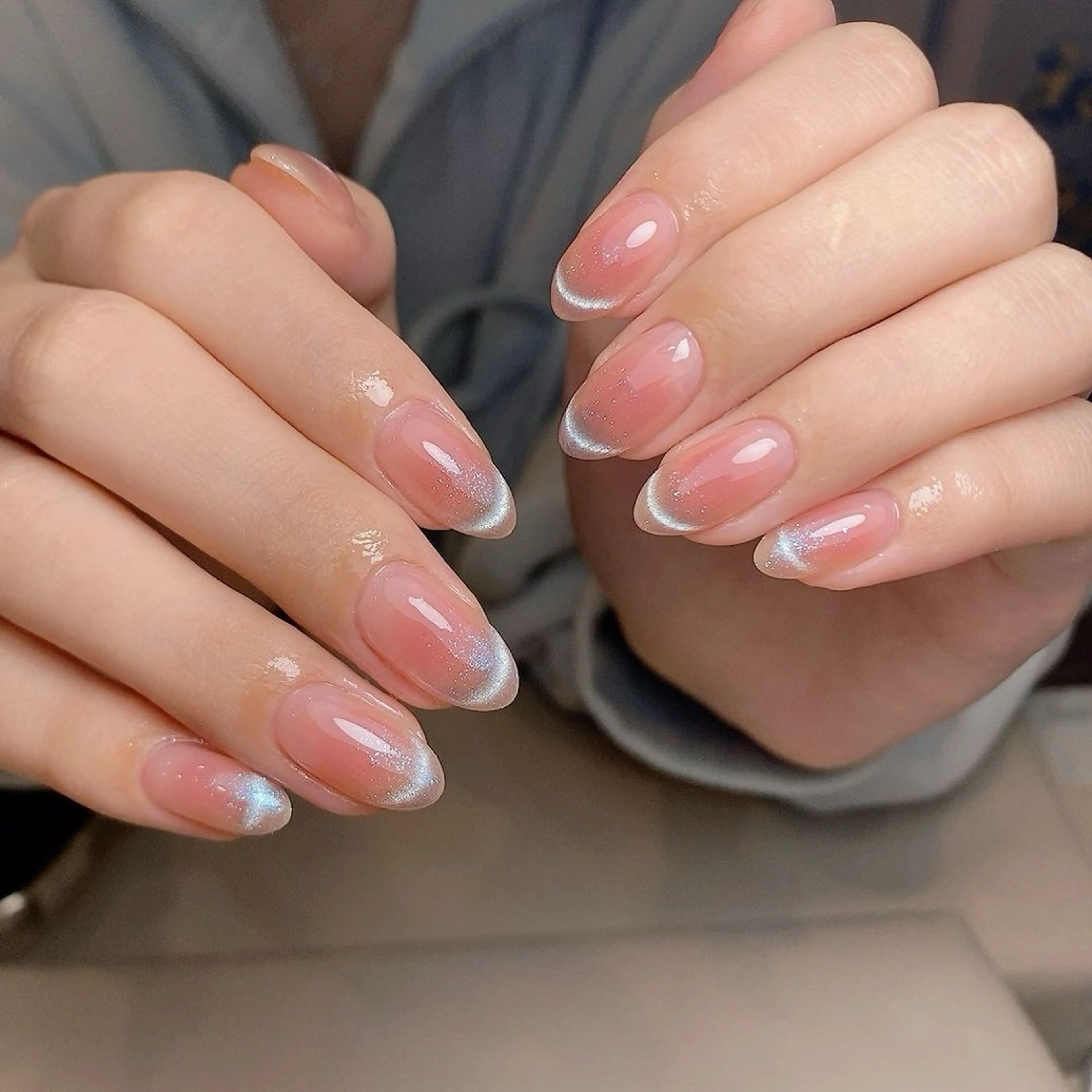 ネイル アートネイル オーロラネイル クリアネイル 長さ出し フレンチネイル K Kのネイルデザイン