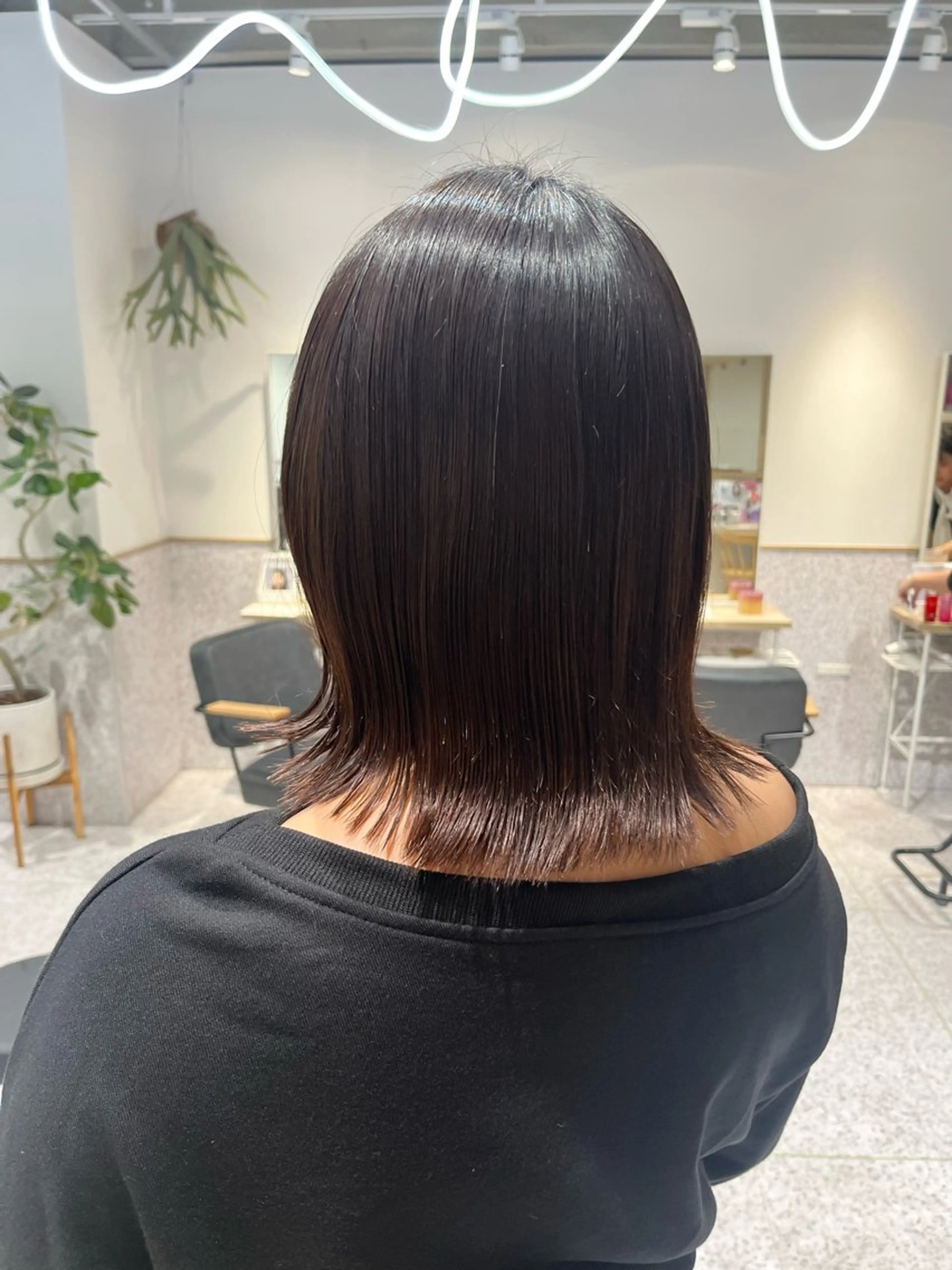 ミディアム 顔周りカット 髪質改善 韓国風ヘア 縮毛矯正 浴衣 カット トリートメント 髪質改善&艶カラー/ ほんだあみ (♡)のヘアスタイル