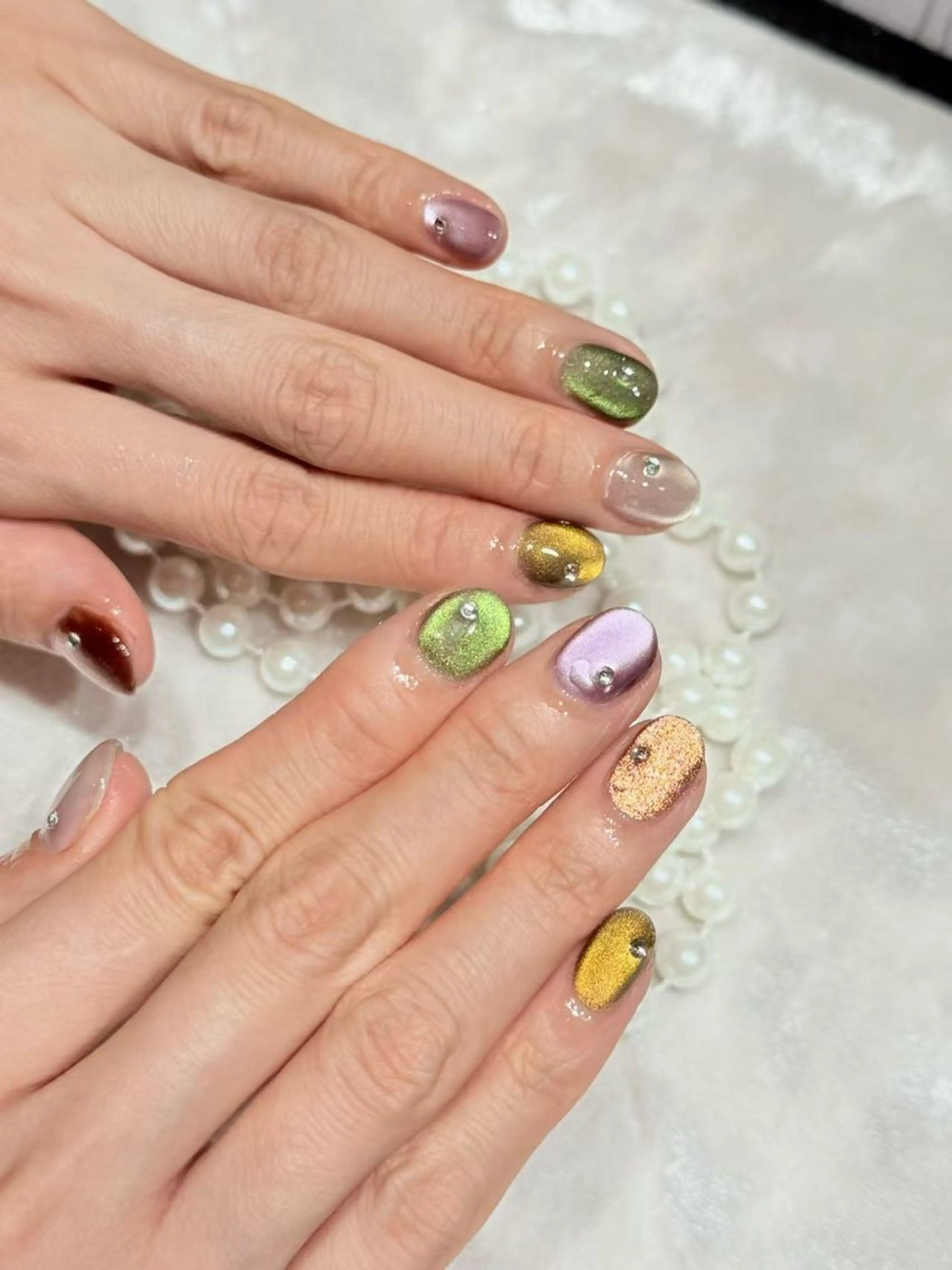 ネイル アートネイル フットネイル ジェルネイル ハート マグネットネイル Babarla　Nail　Salon所属・babarla Nailのネイルデザイン