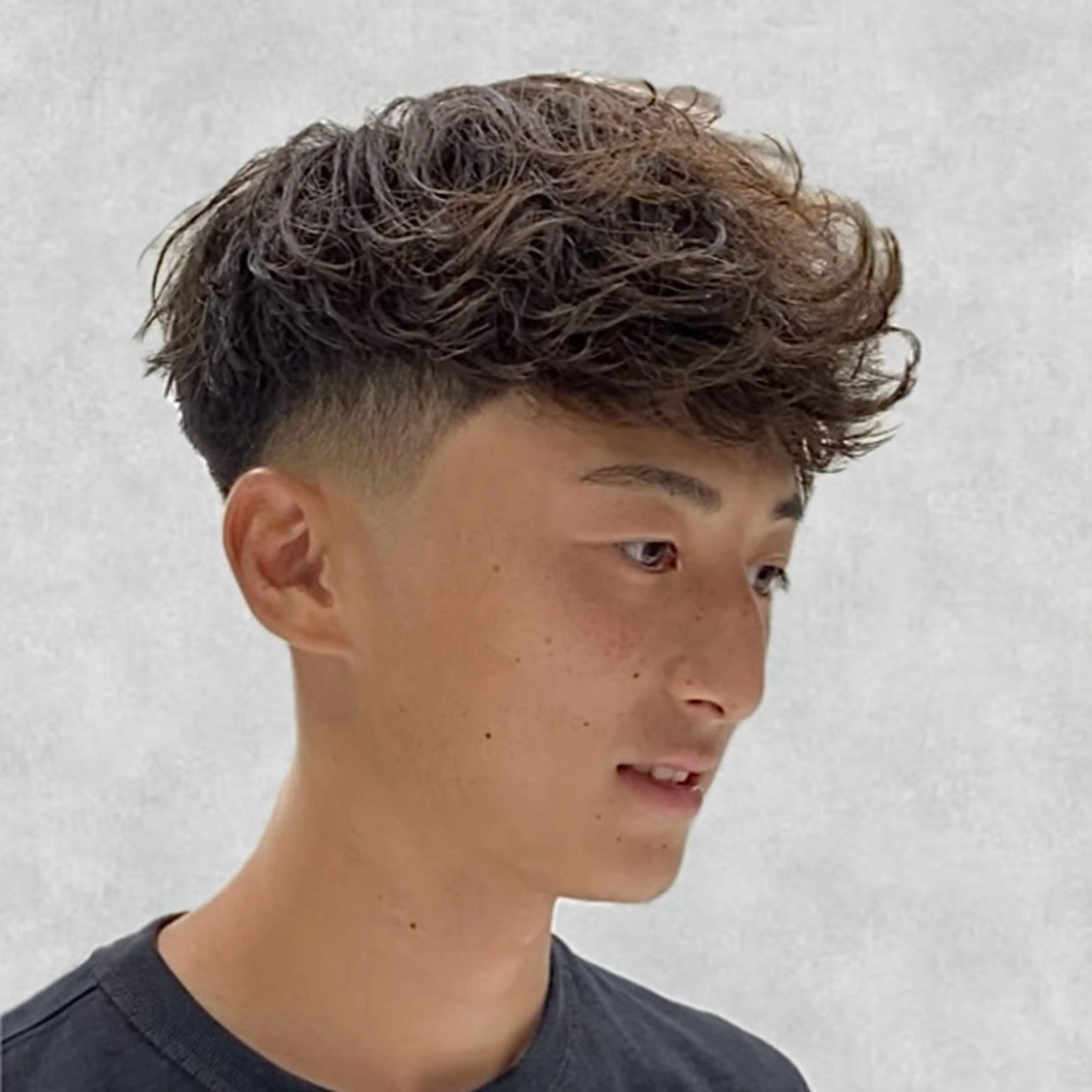 ショート カラー パーマ メンズ スペインカール ブラウンカラー 立川メンズパーマ職人 /MASAのヘアスタイル