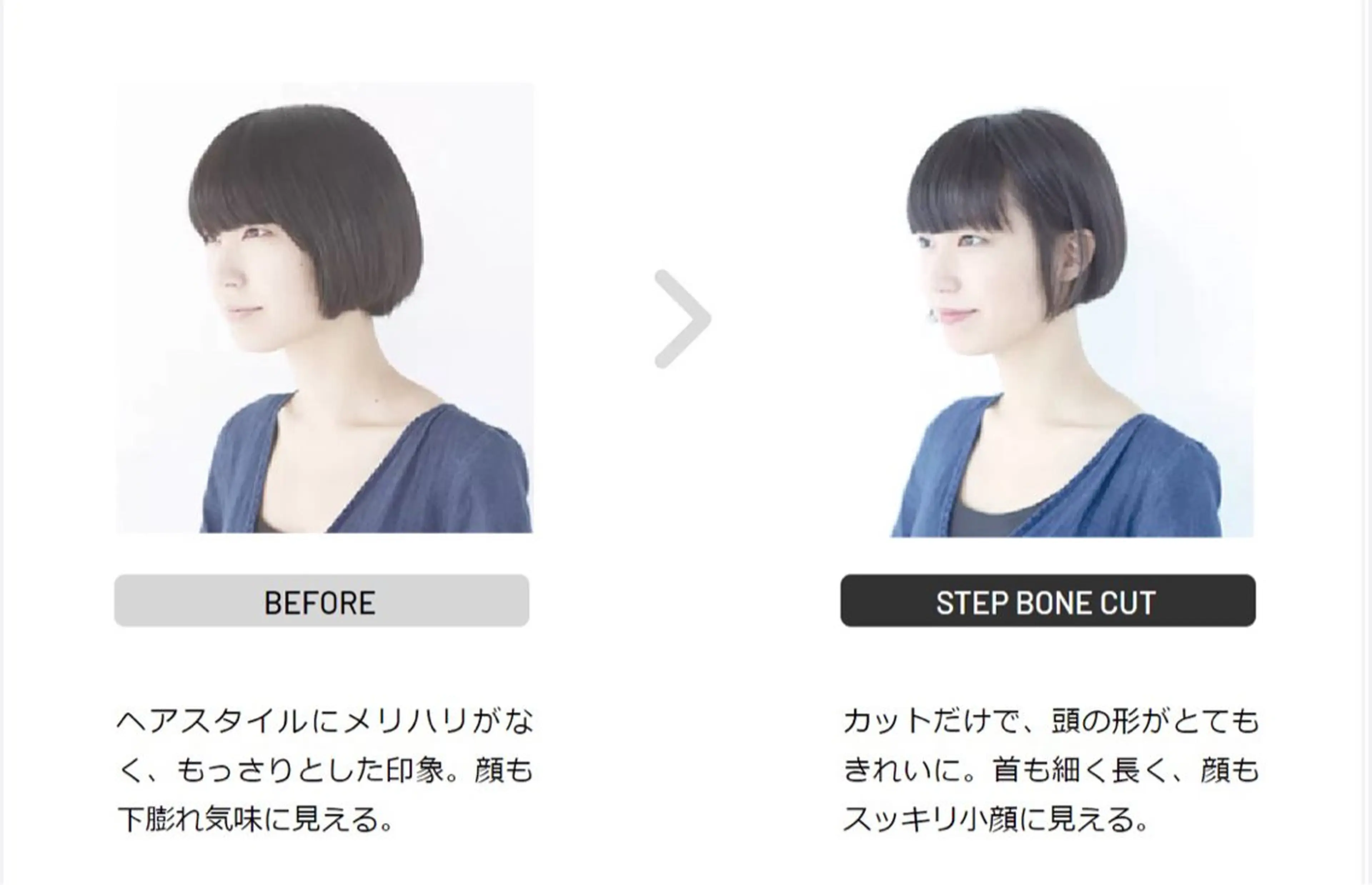 小顔補正立体カット+超音波アイロントリートメントの写真