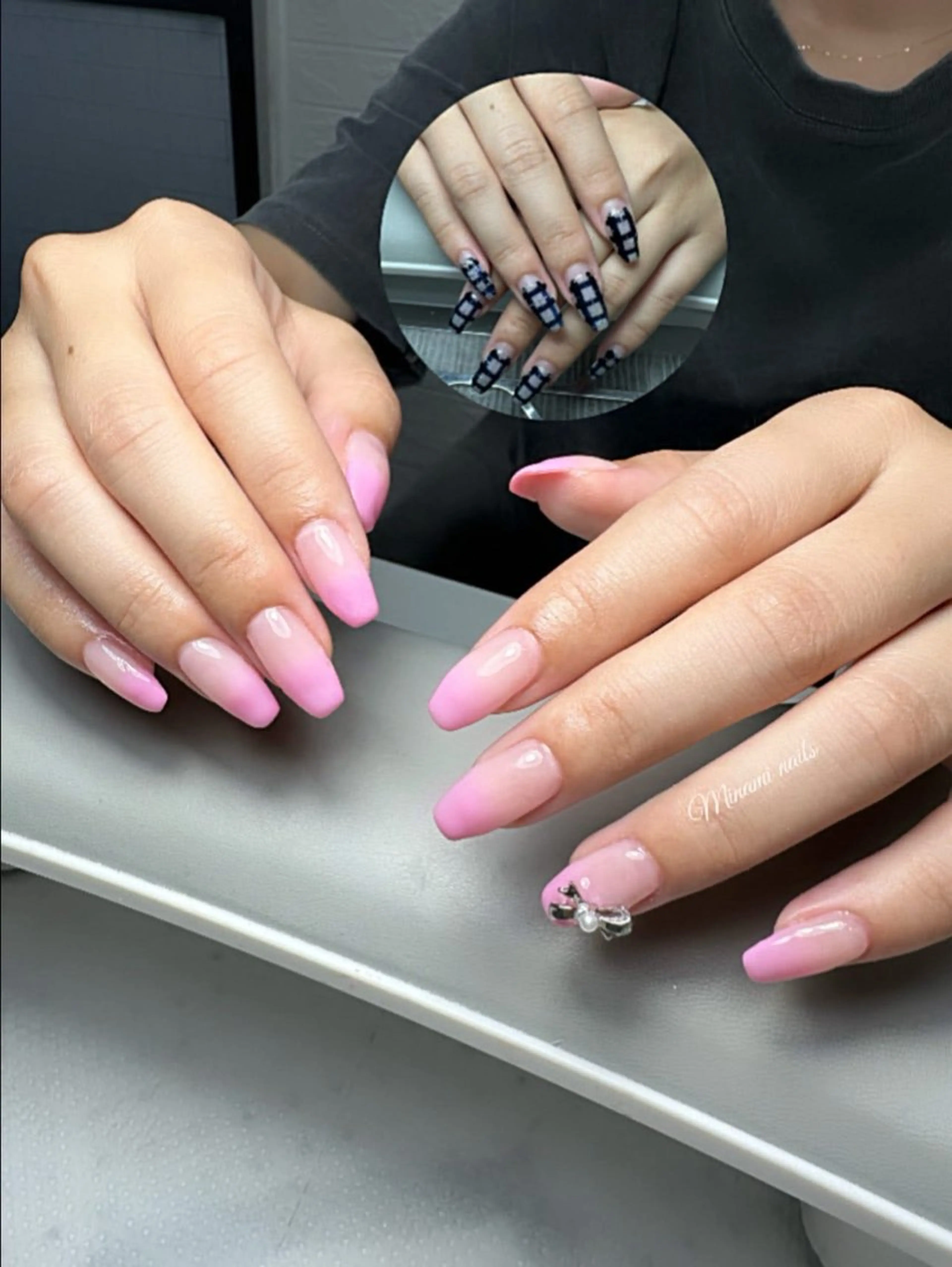 ネイル ピンク リボン Minami Nailsのネイルデザイン