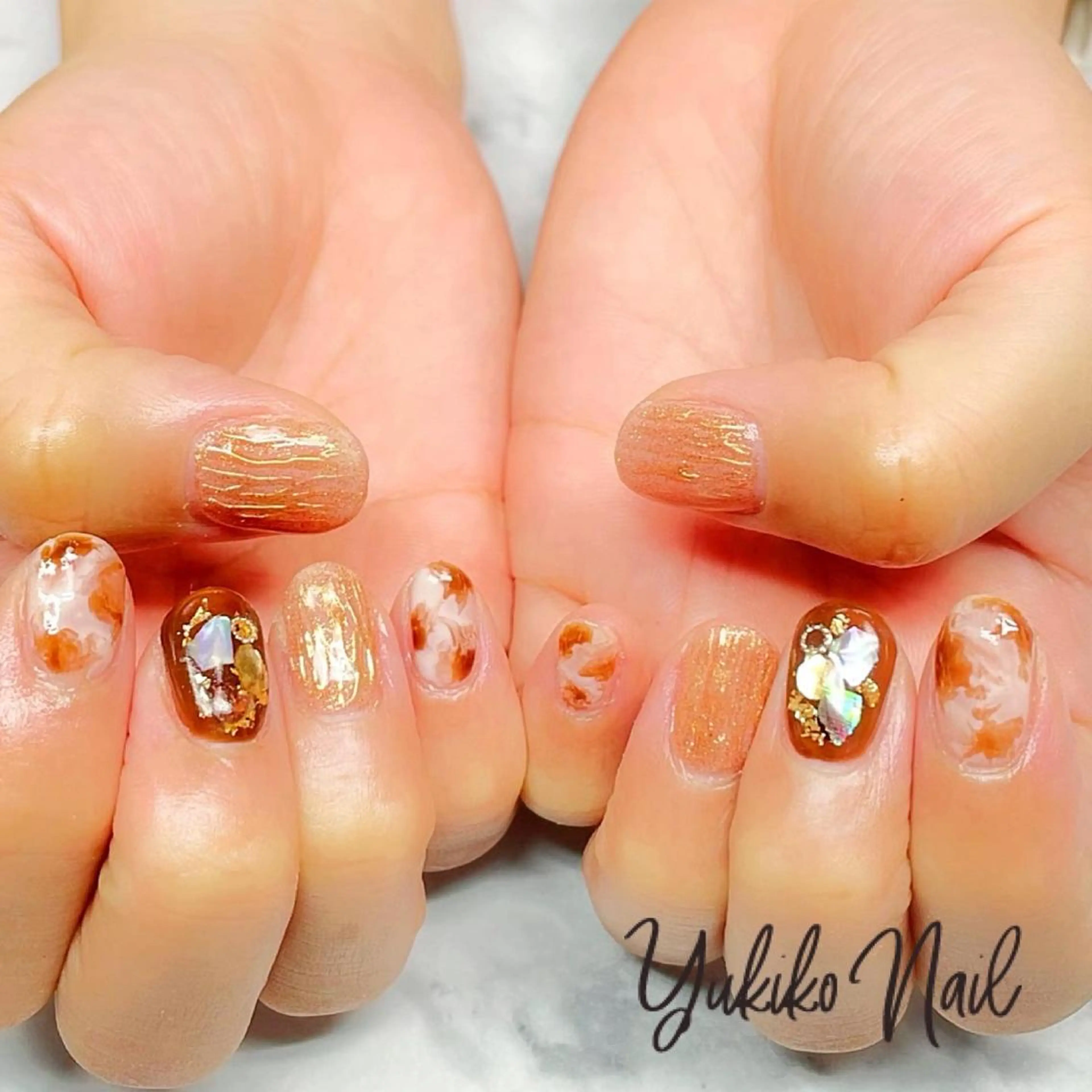 ネイル ブラウン ハンドネイル ユキコ ネイルのネイルデザイン