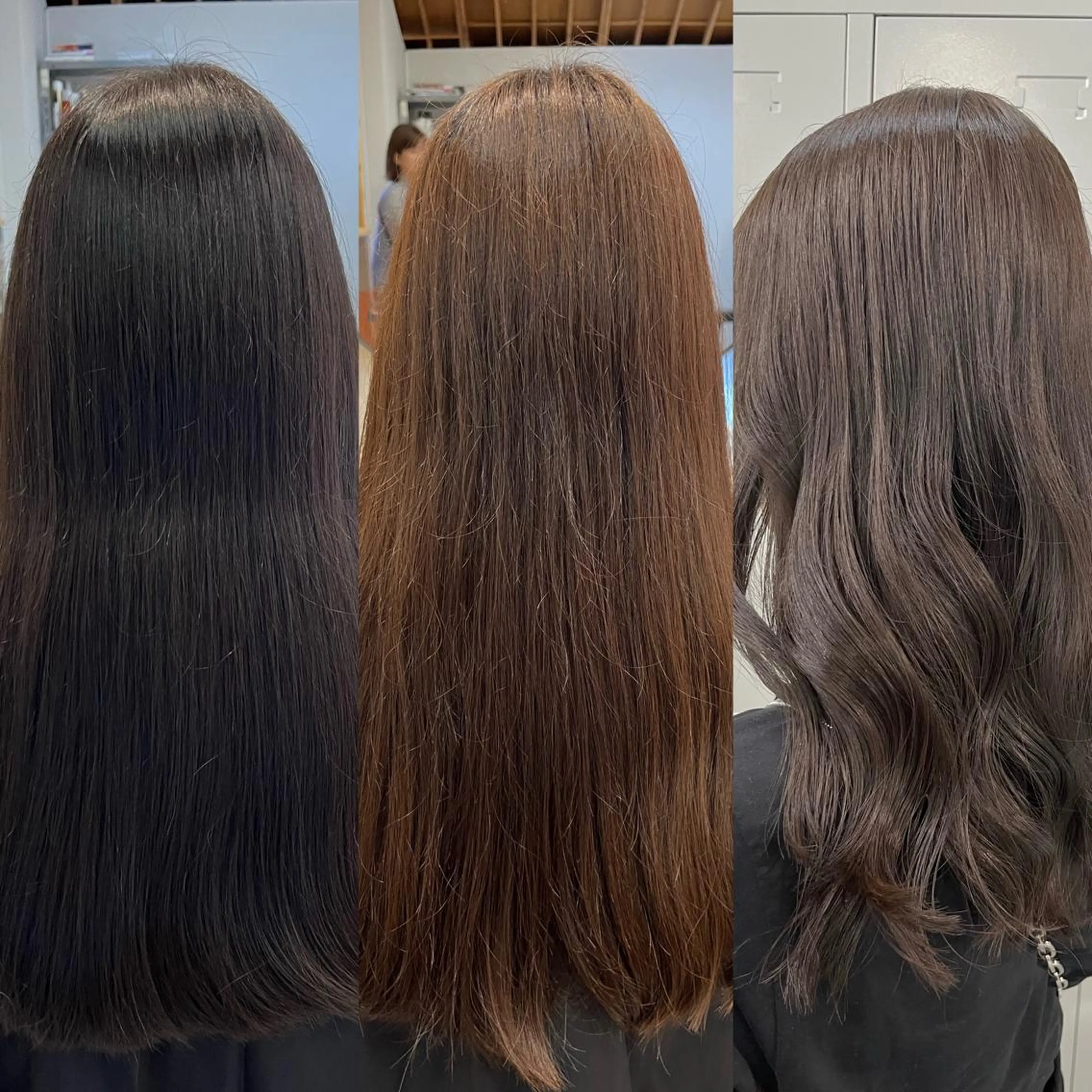 ロング カラー ブリーチ 透明感カラー グレージュ ブリーチなしカラー ヘアカラー トリートメント ブリーチなしカラー ダブルカラーエクステのヘアスタイル