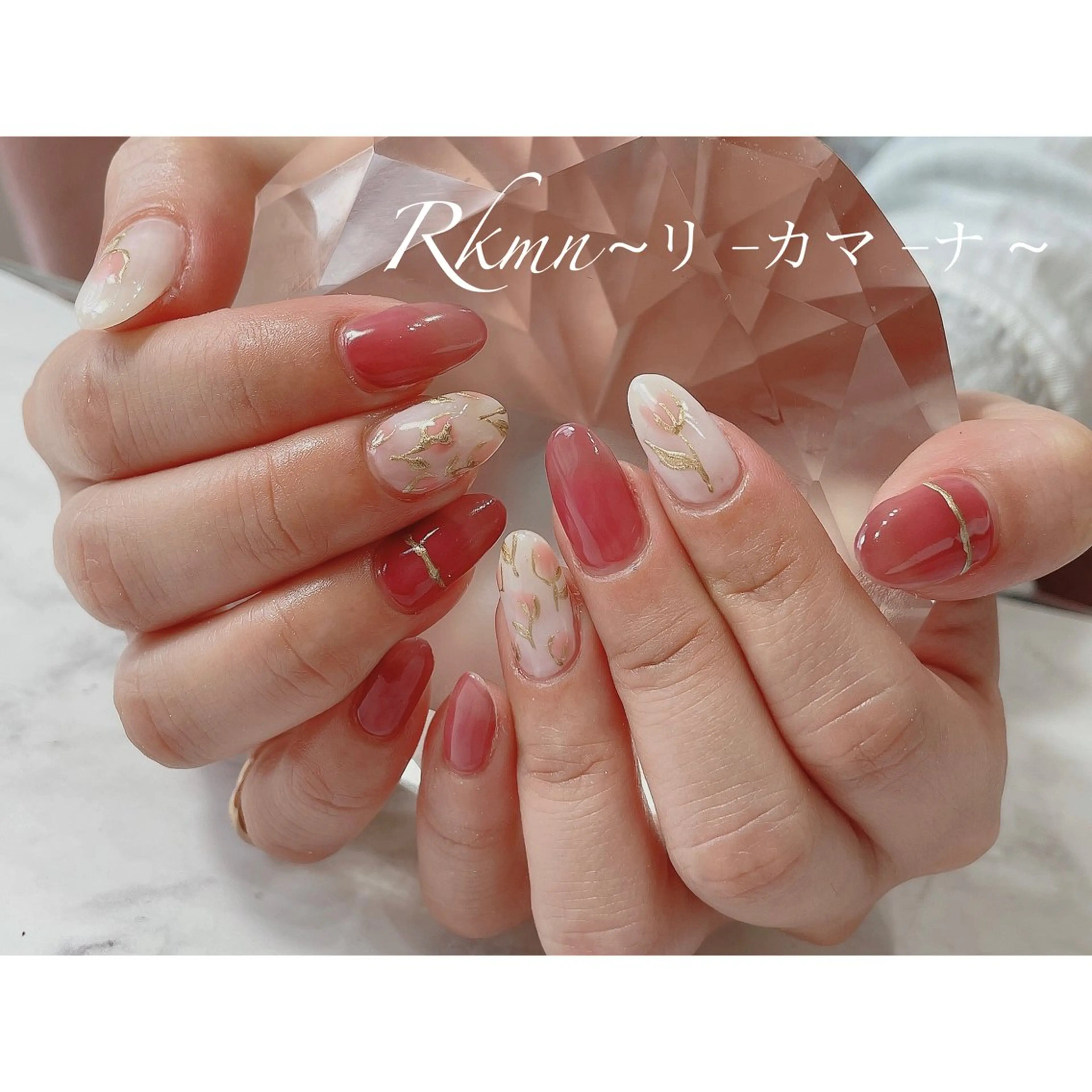 ネイル アートネイル ミラーネイル 春ネイル ホワイト ハンドネイル フットネイル ハンドケア Rkmn ~リ-カマ-ナ~のネイルデザイン