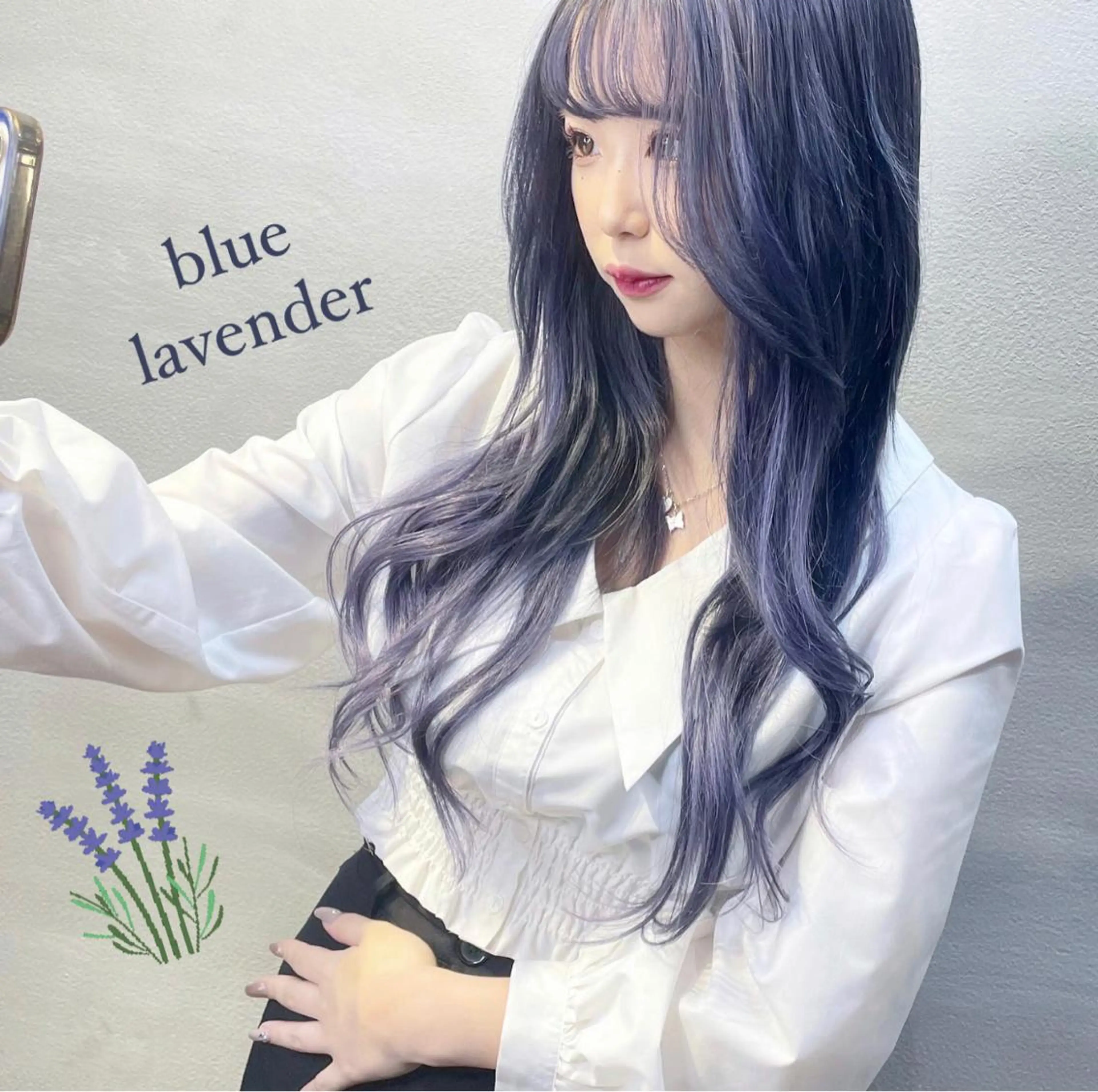 ロング カラー ブルーカラー ブルーラベンダー ラベンダーカラー ヨシンモリ 韓国風ヘア 透明感カラー×小 顔レイヤー♡ヒデさんのヘアスタイル