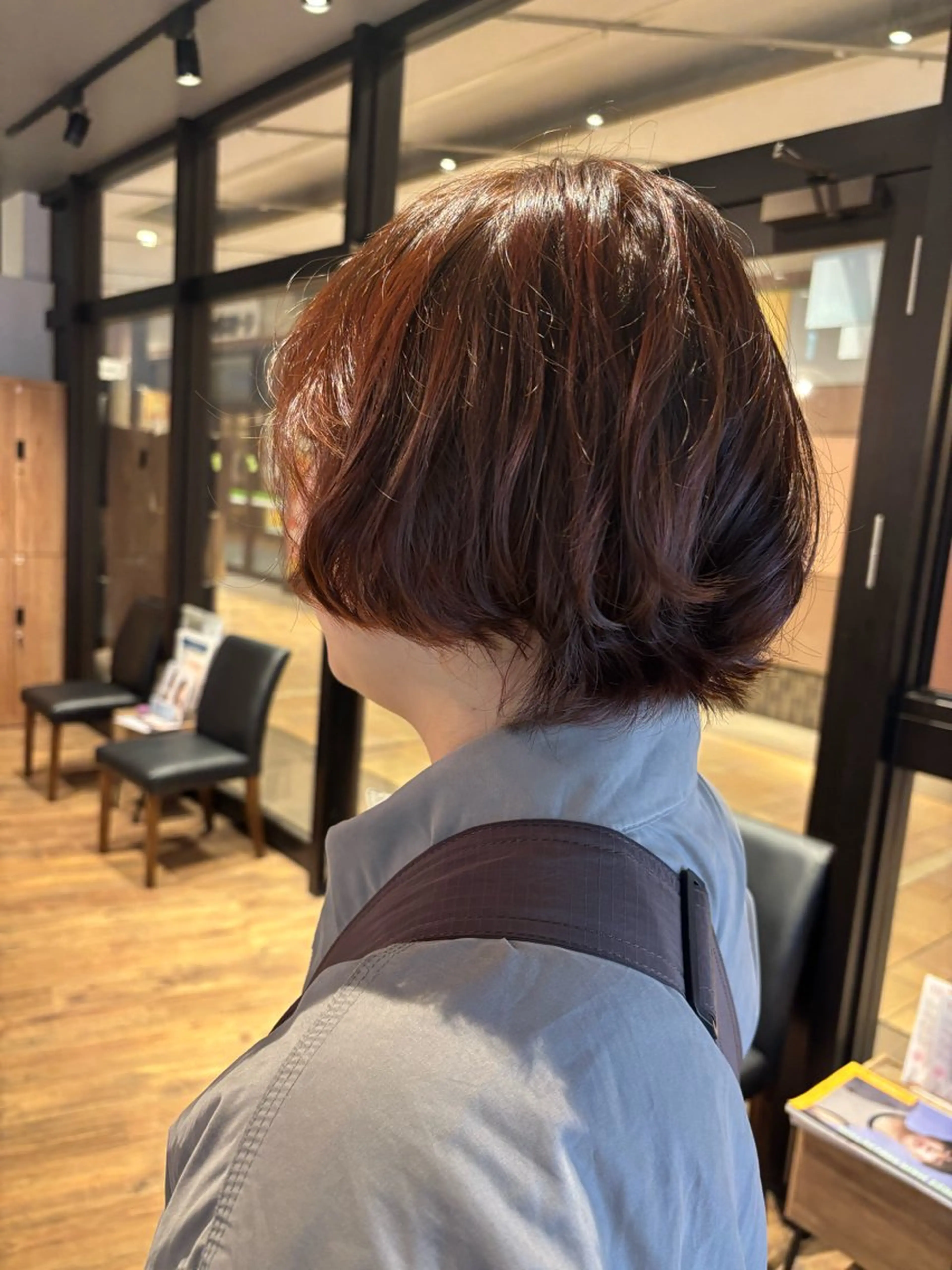 ショート カラー ブラウンカラー オレンジ オレンジブラウン ヘアカラー トリートメント 🎀ワンレンボブ🎀 ワンカラー　あゆみのヘアスタイル