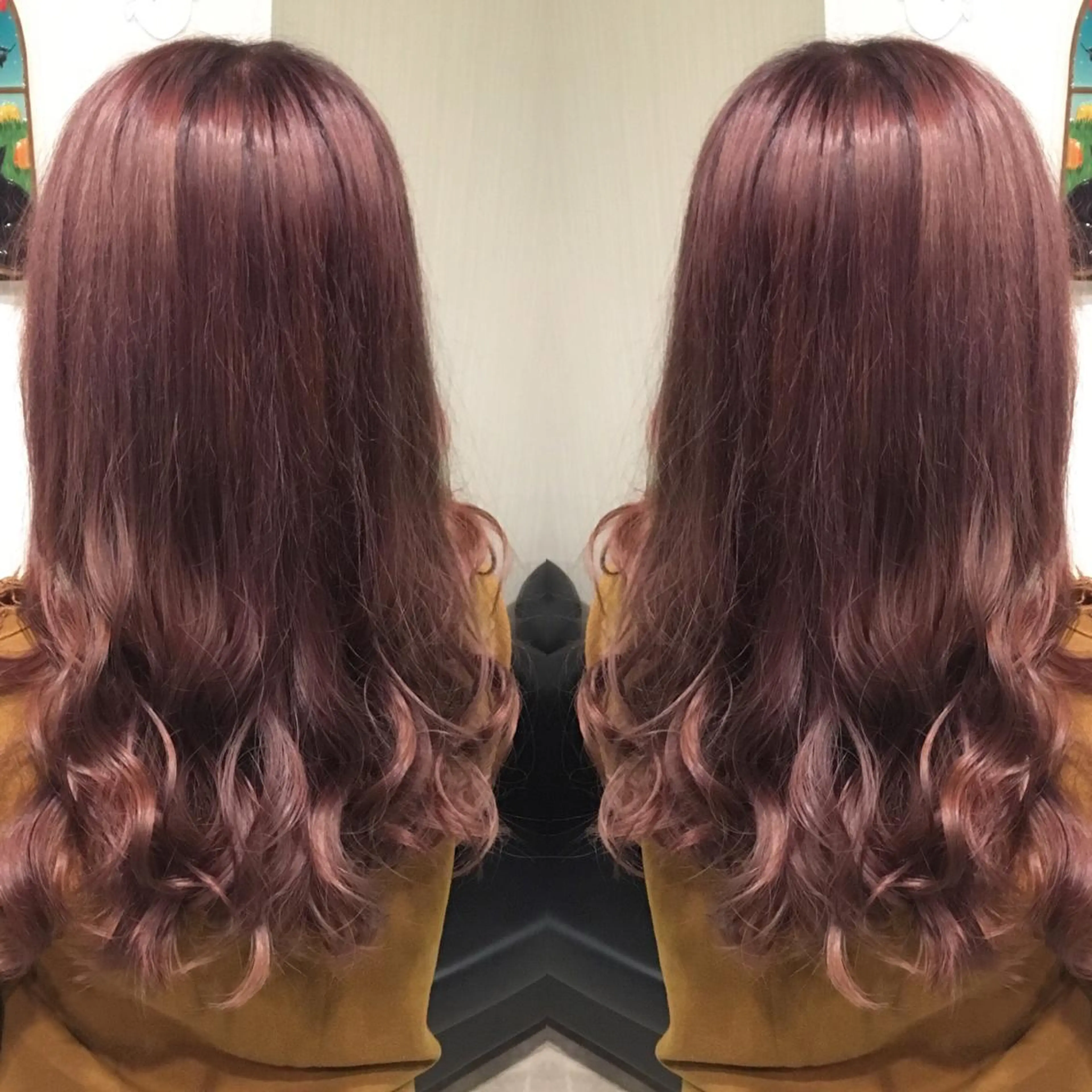 ロング カラー ラベンダーカラー ラベンダーピンク ピンクカラー 💓シールエクステ ルミエールのヘアスタイル