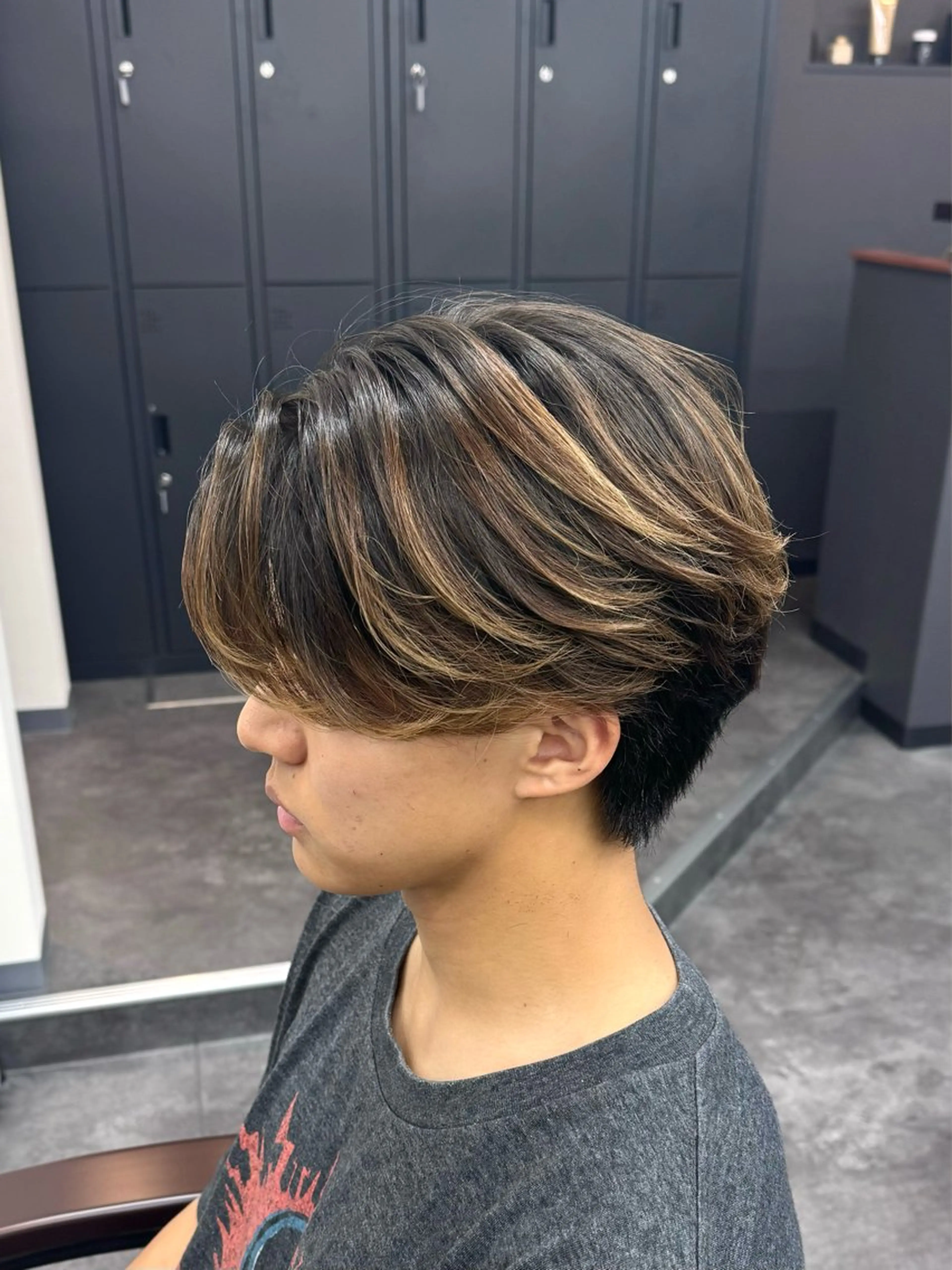 ミディアム メンズ センターパート カット パーマ 柏メンズカットパーマ NO.1タイチのヘアスタイル