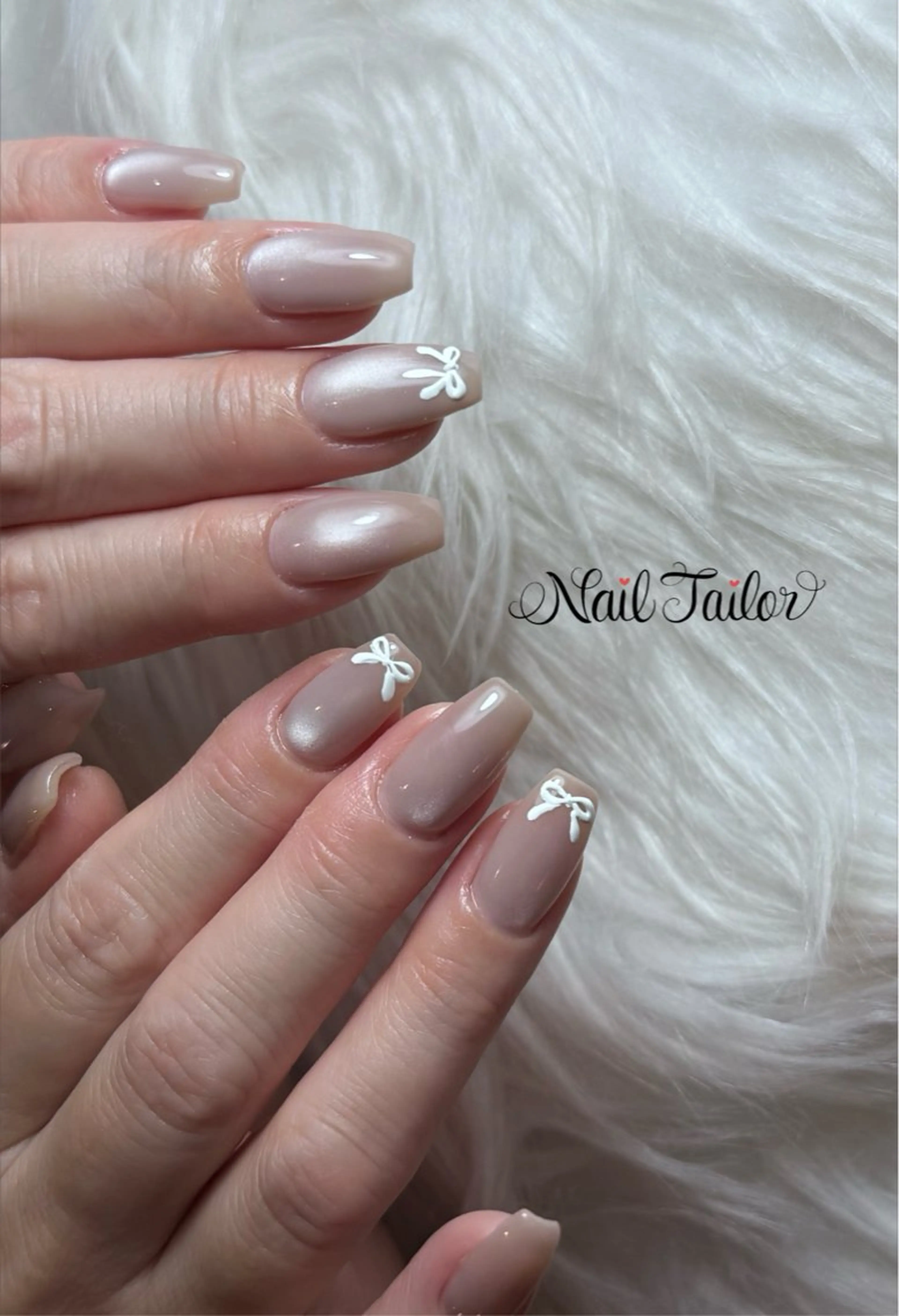 ネイル マグネットネイル オフィスネイル リボン ハンドネイル NailTailor ネイルテイラーのネイルデザイン