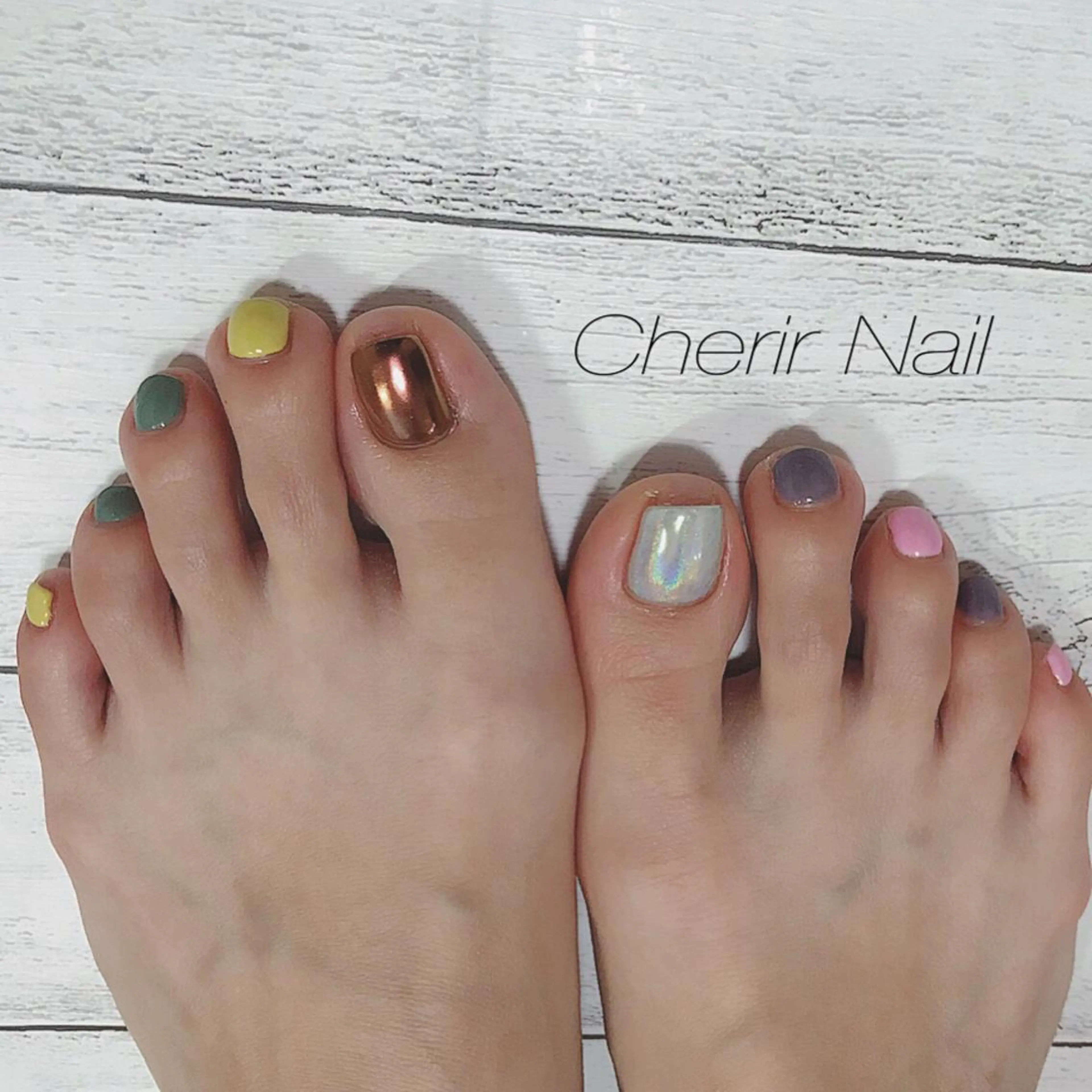 ネイル ブラウン ミラーネイル シンプルネイル Cherirnail kaoriのネイルデザイン