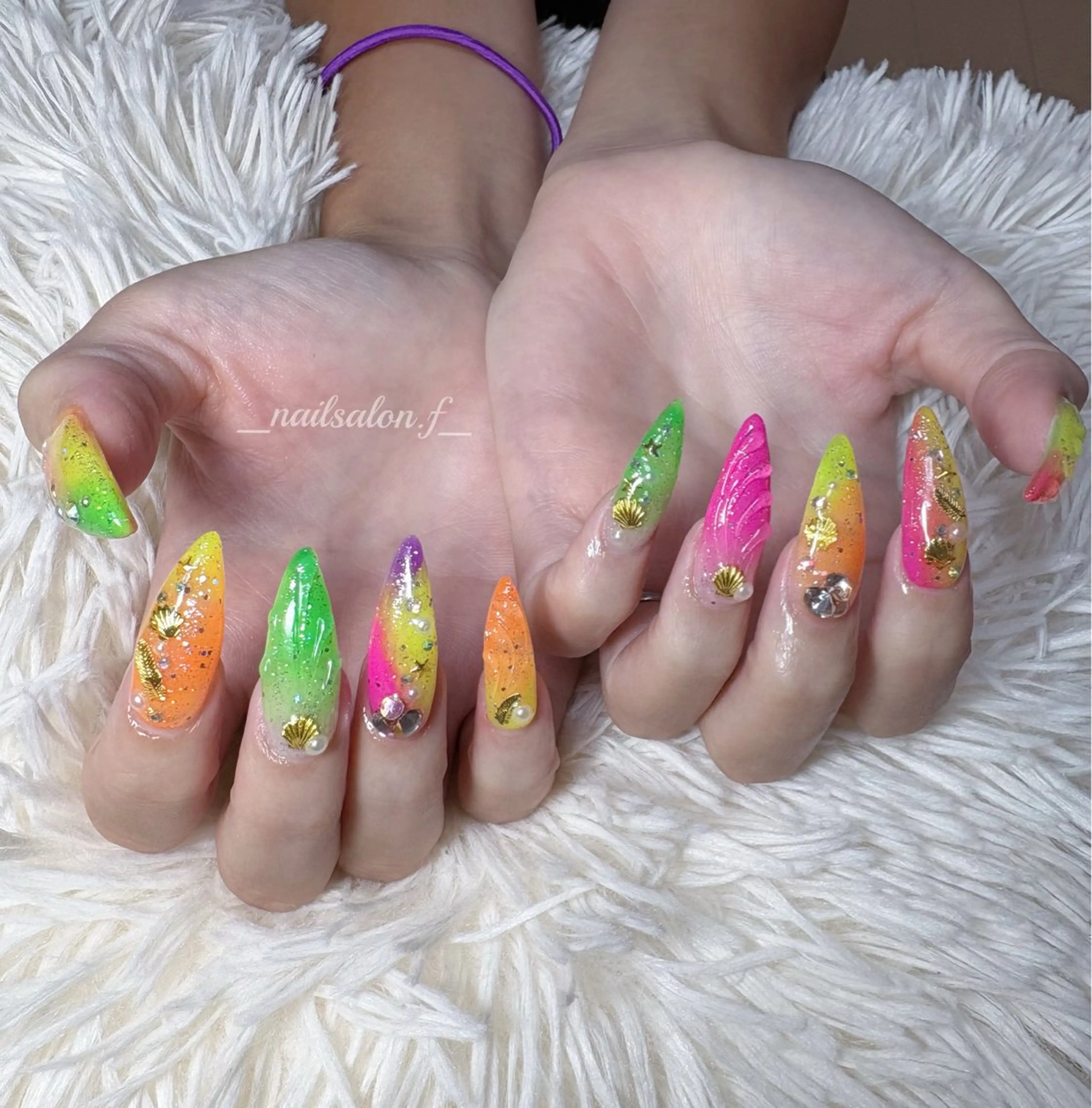 ネイル 夏ネイル ハンドネイル Nailsalon Fのネイルデザイン