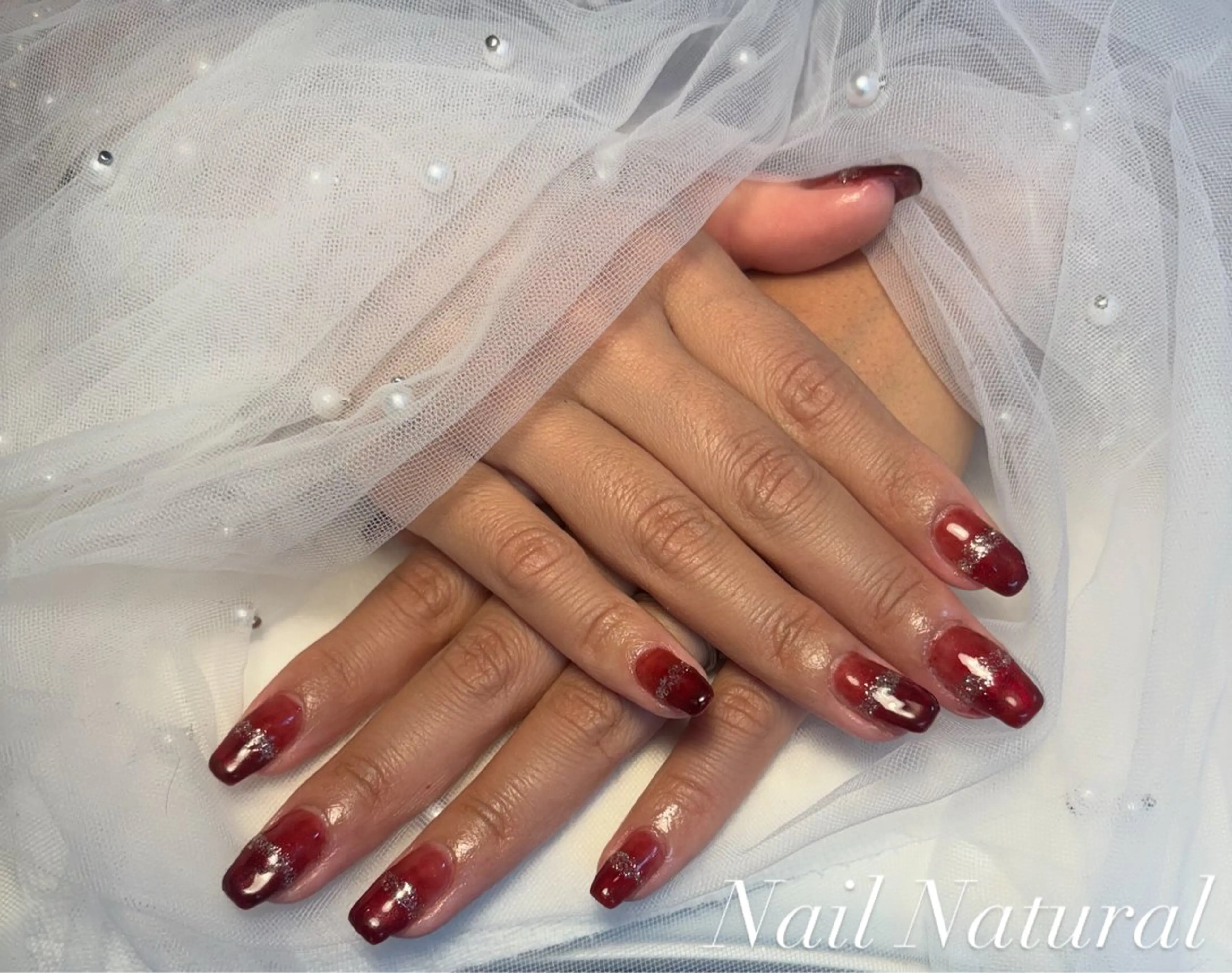 ネイル フラッシュネイル フットネイル フレンチネイル ジェルネイル ガラスフレンチ ハンドネイル Nail salon Natulalのネイルデザイン