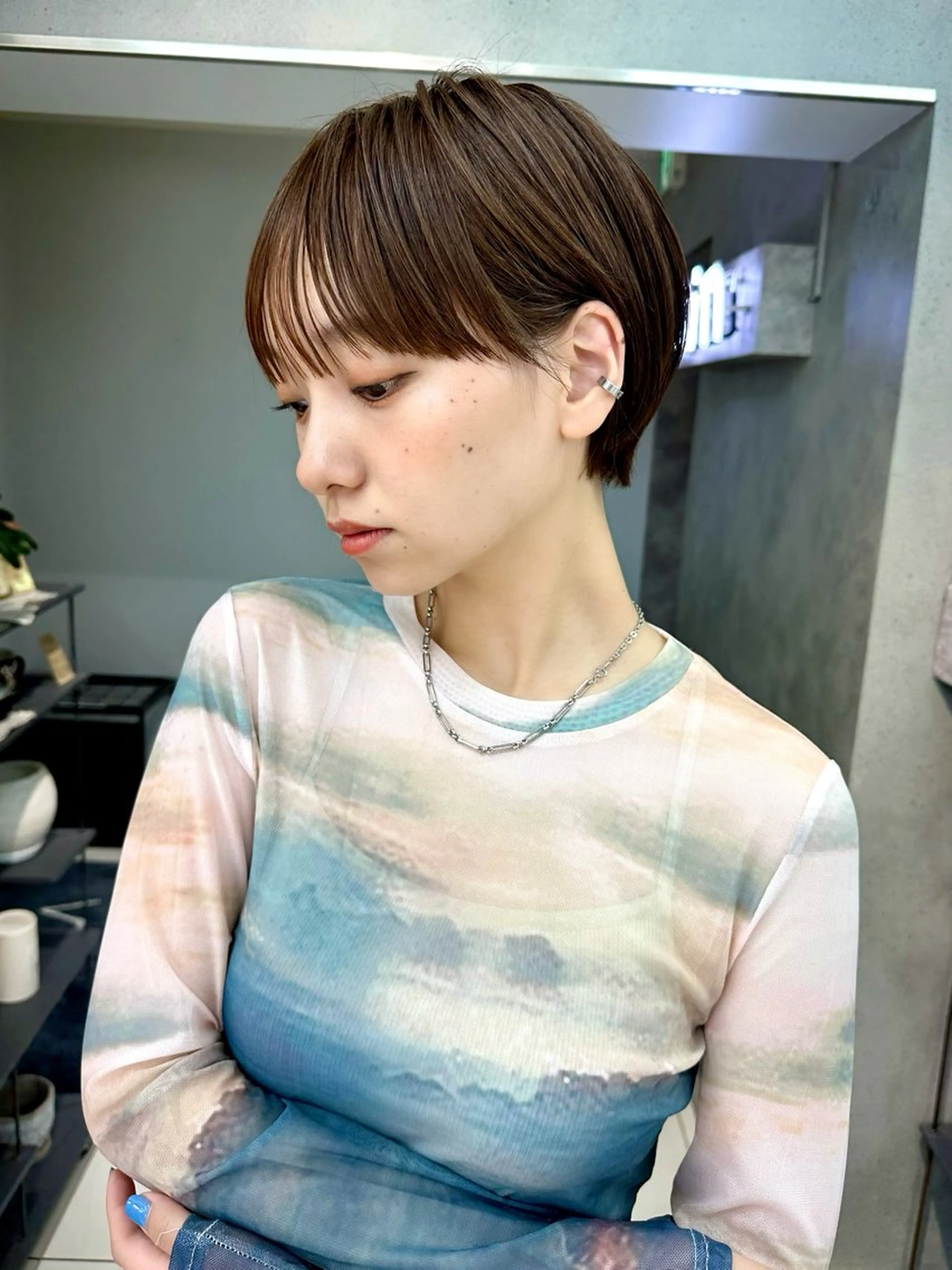 🌿艶々小顔🌿似合わせカット+透明感カラー+極潤TR(丸みショート/ボブ/くびれショート/レイヤー/マッシュウルフ)の写真