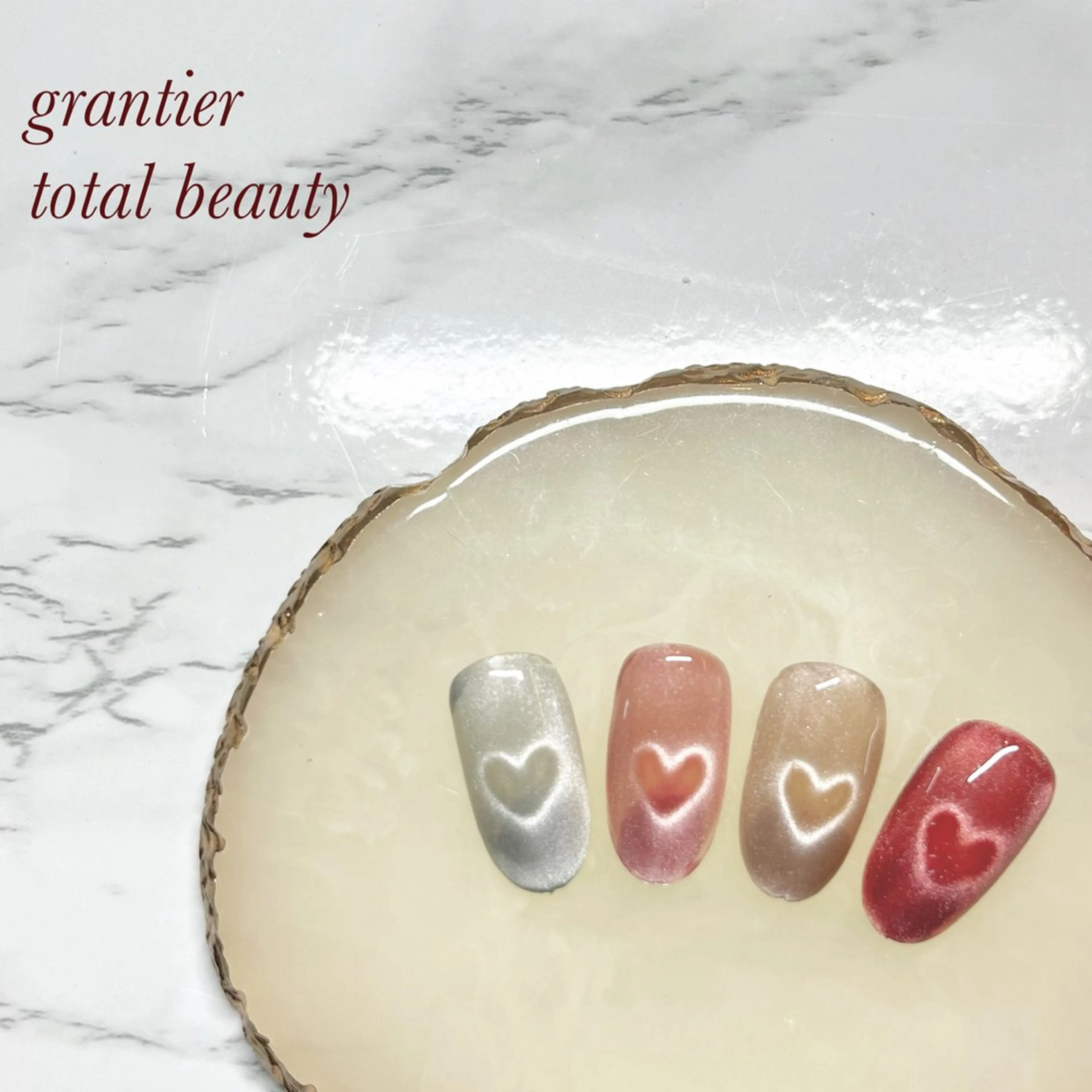 ネイル ハート マグネットネイル ハンドネイル grantier beautyのネイルデザイン