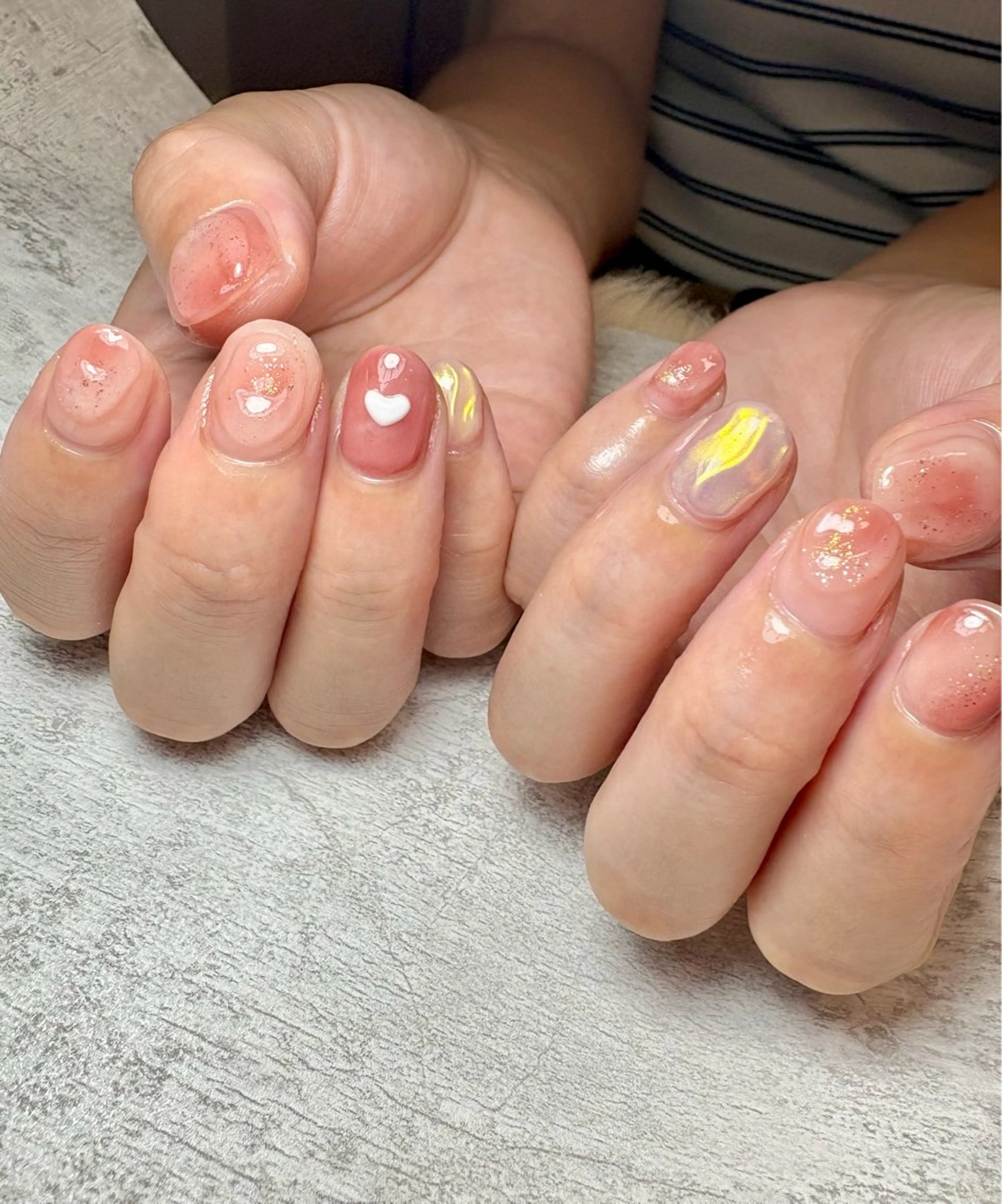 ネイル アートネイル クリアネイル ハート 持ち込み ニュアンスネイル BEAUTY GARDEN 【nail salon unseul】所属・nana .のネイルデザイン
