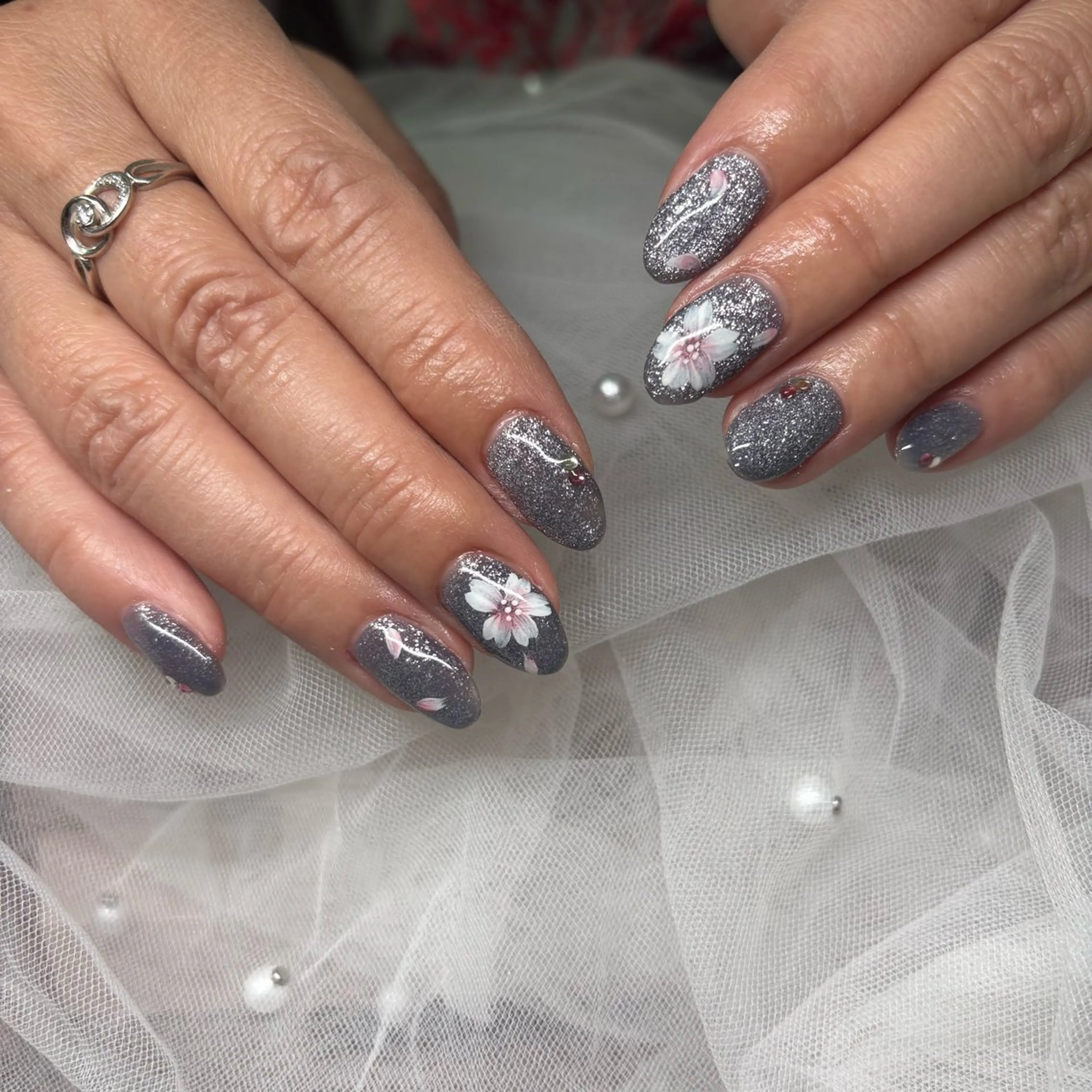 ネイル 桜ネイル ハンドネイル Jasmine💟 ラテン系お姉さんのネイルデザイン