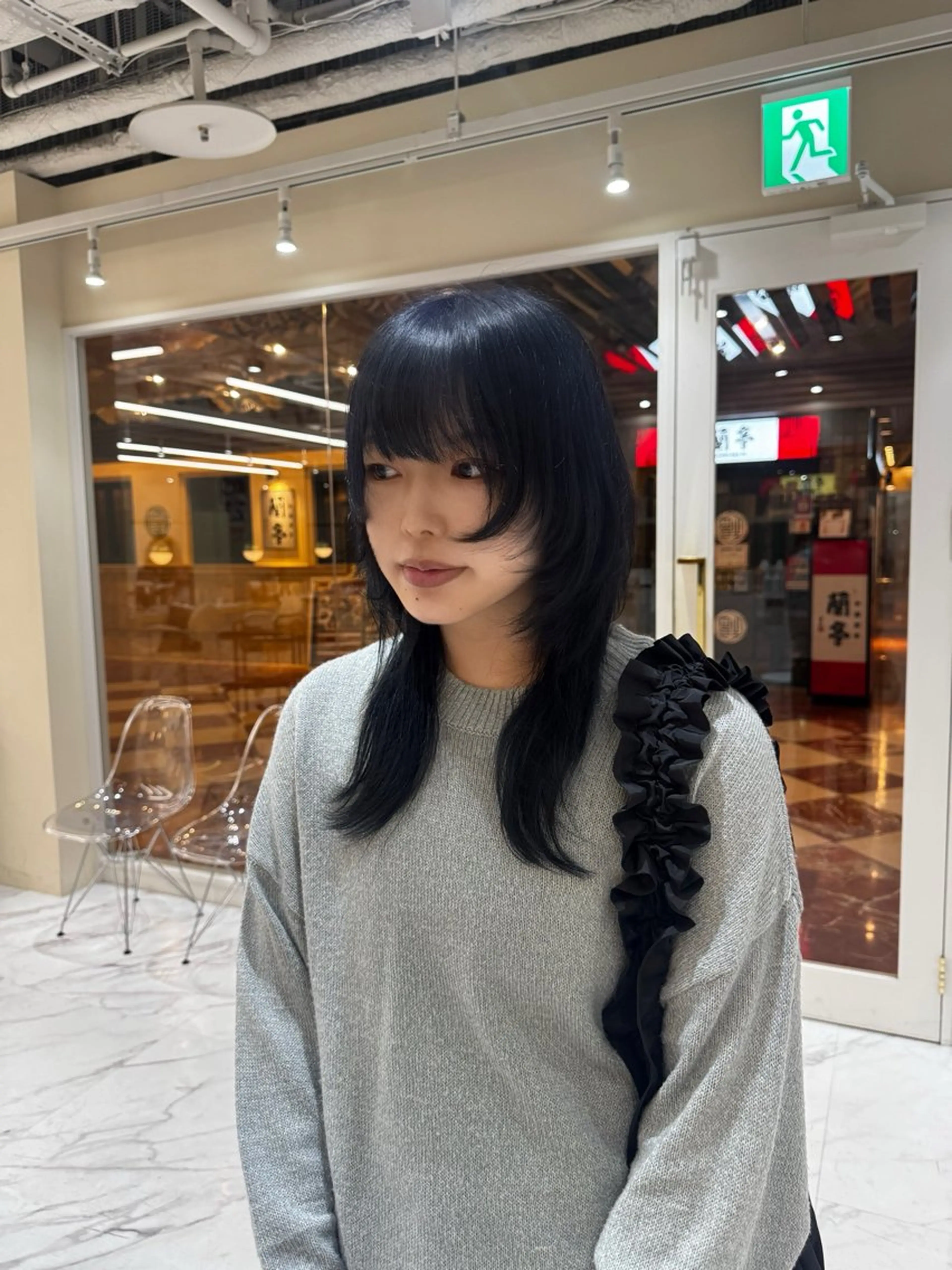 セミロング カラー 黒髪 ブルーカラー ブルーブラック ヘアカラー 髪質改善🫧 カラー特化/Hinaのヘアスタイル