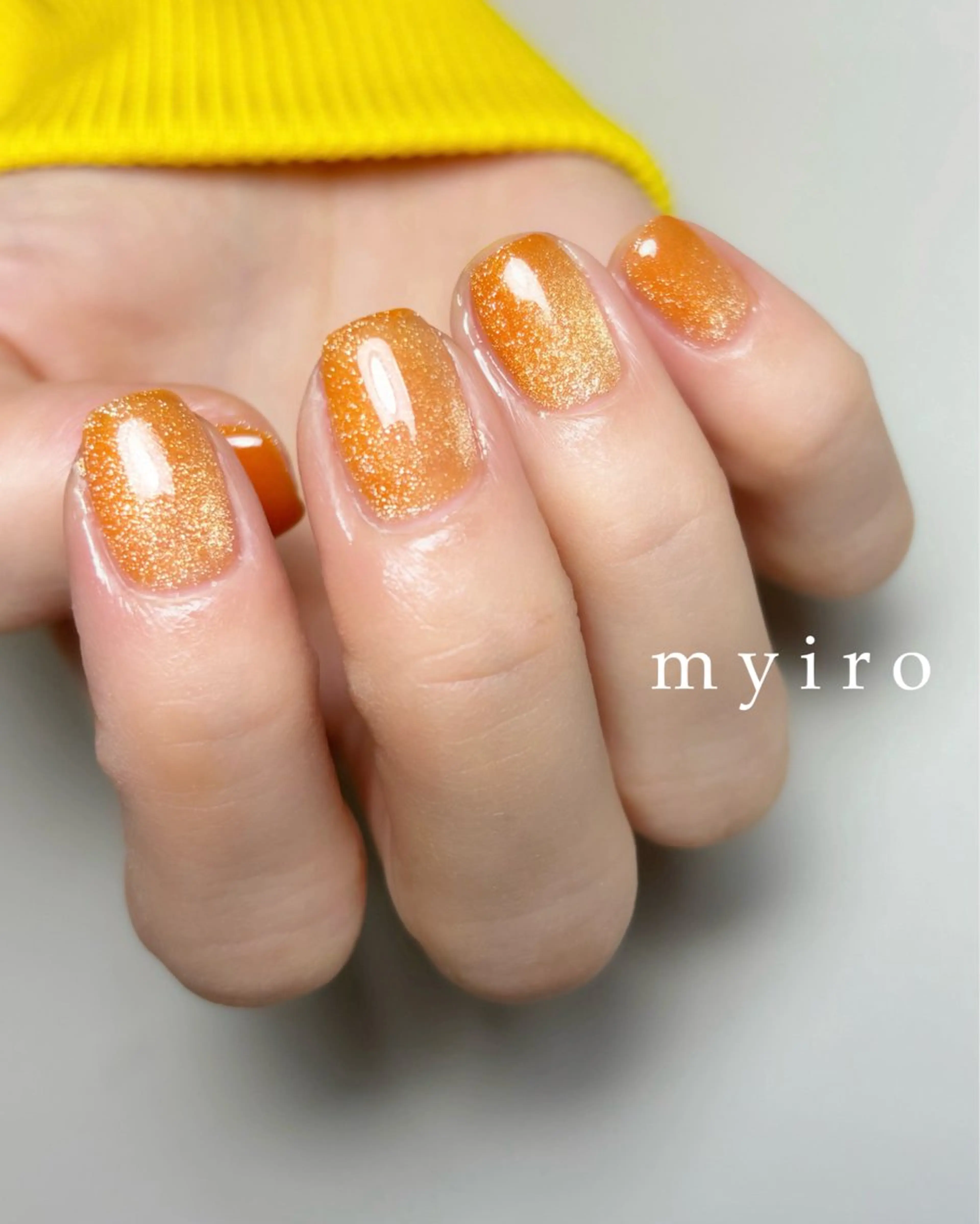 ネイル マグネットネイル オレンジ ハンドネイル myiro【マイロ】 林のネイルデザイン