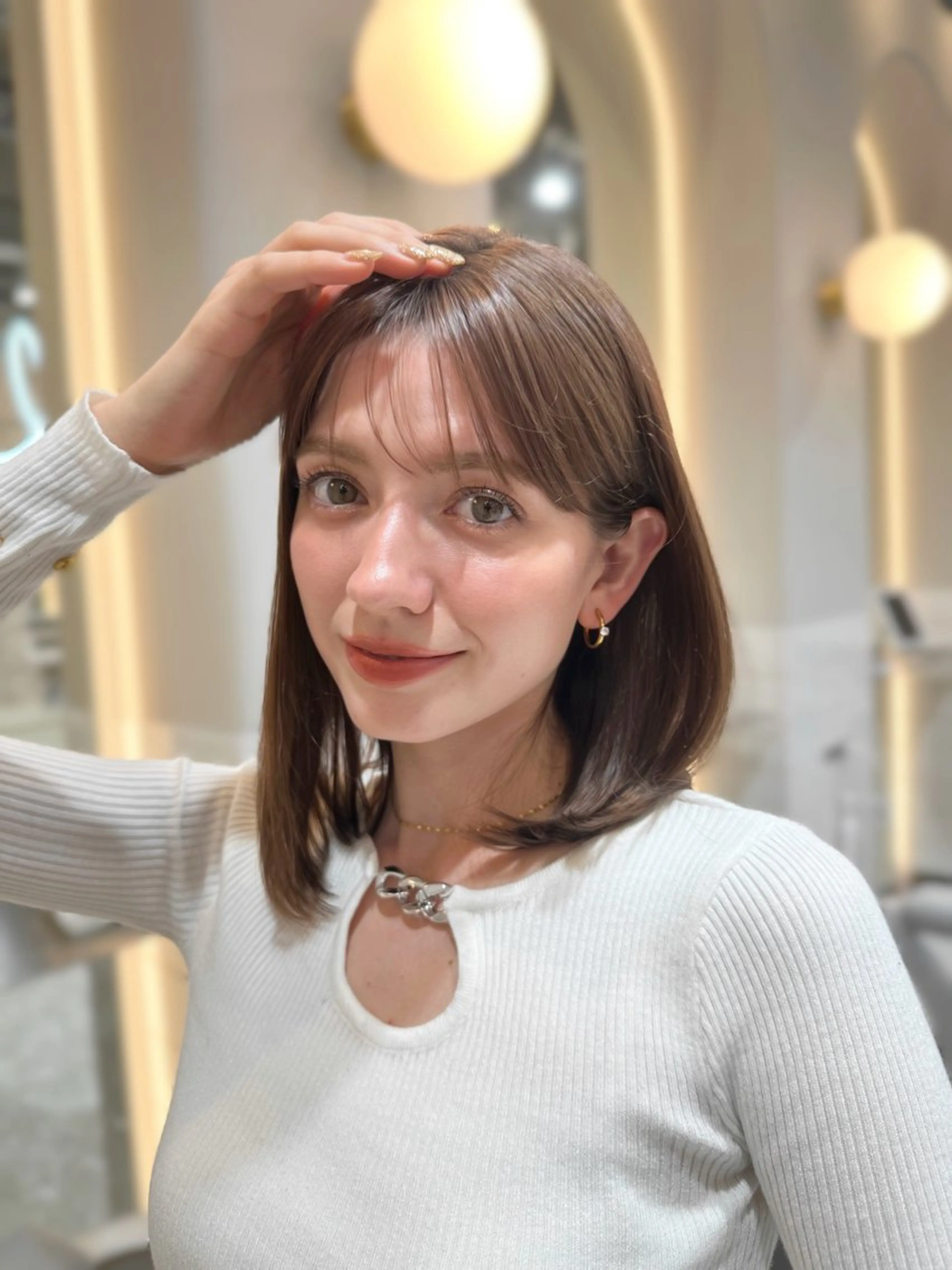 ミディアム カラー カット ヘアカラー トリートメント 新宿/韓国レイヤー 髪質改善カラー/角所のヘアスタイル