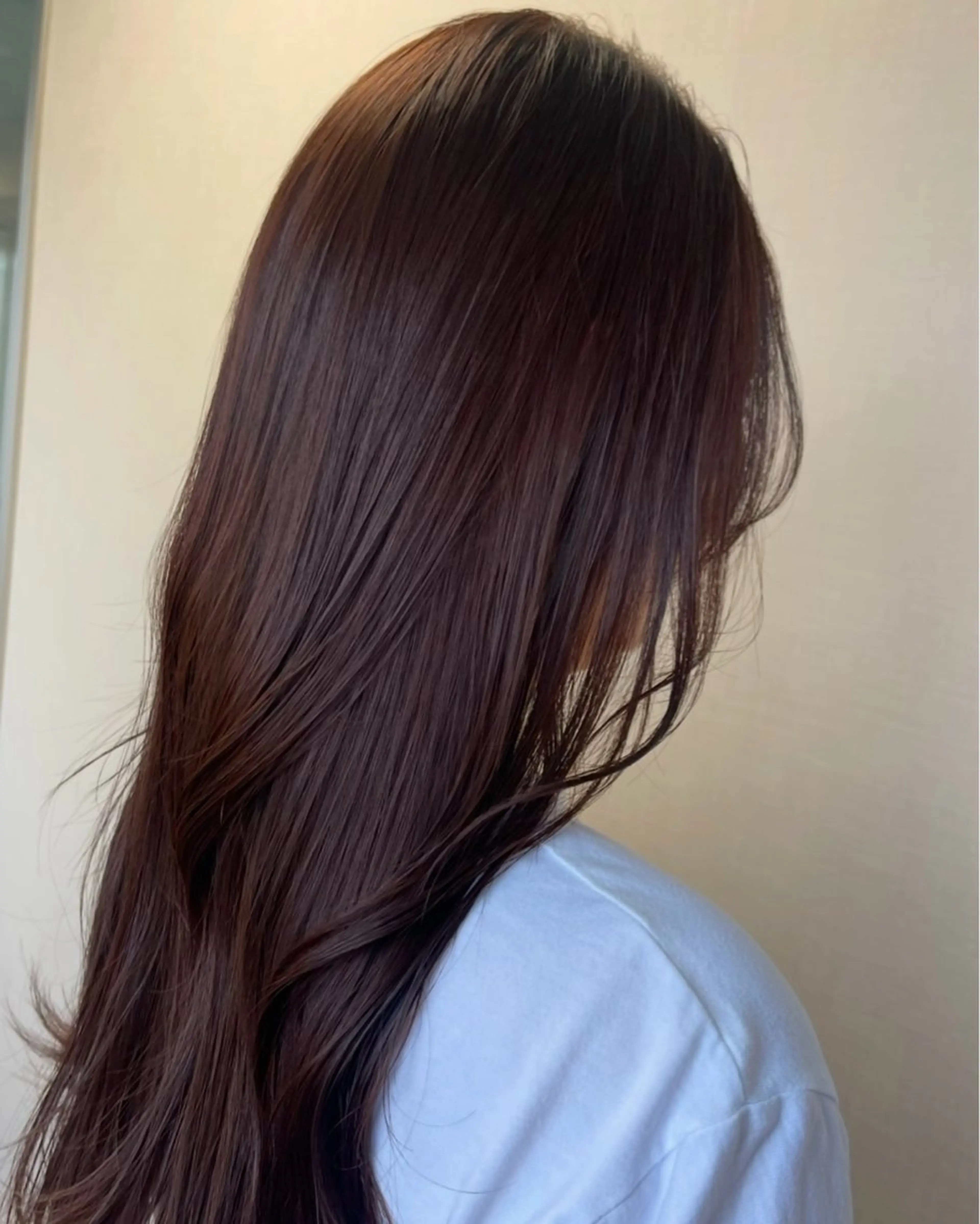 ロング カラー ボルドーカラー ブラウンカラー ヘアカラー PARK by CREAM所属・松井那津子 /ハイライトブリーチのヘアスタイル