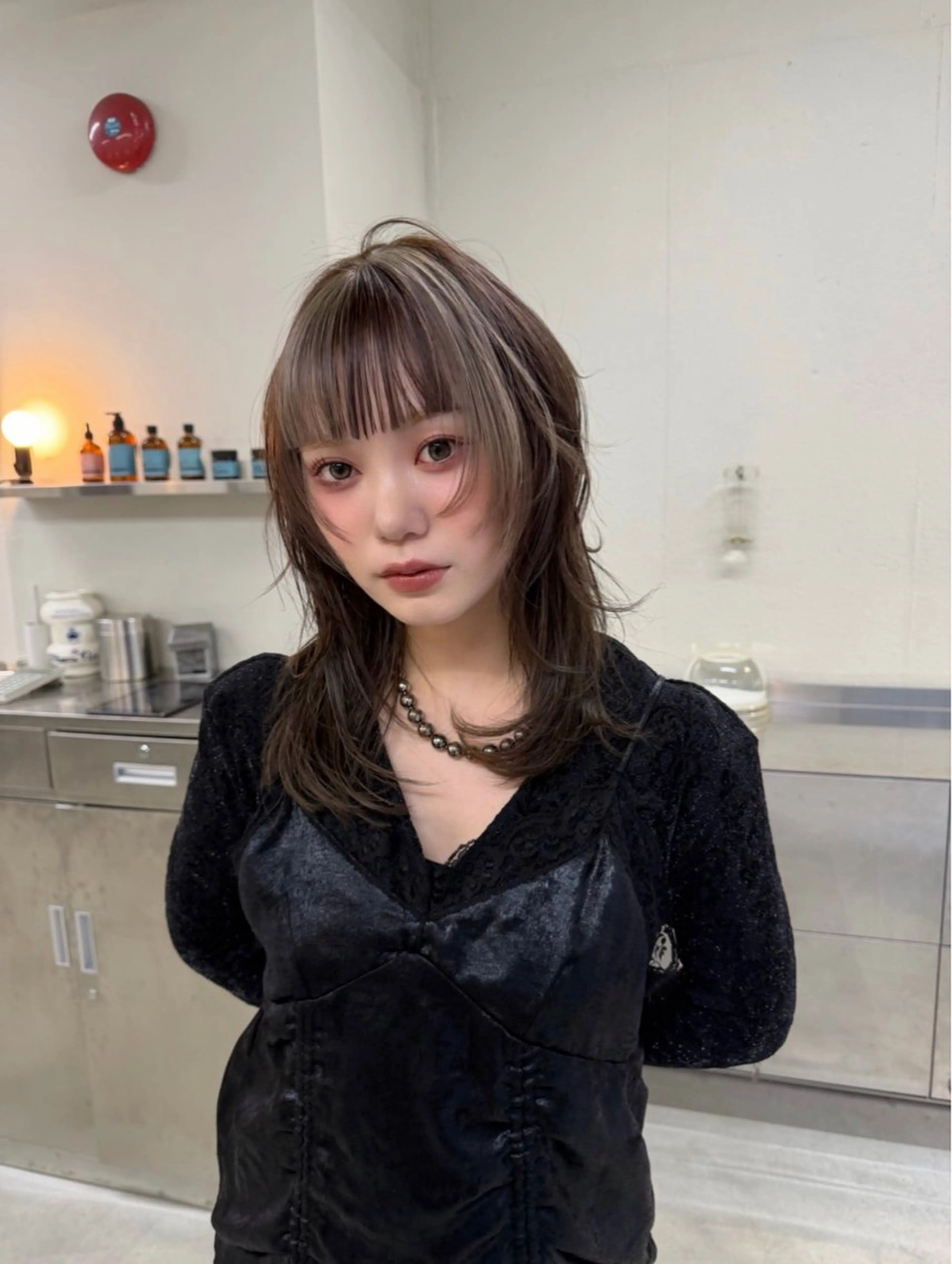 セミロング カラー デザインカラー レイヤーカット カット ヘアカラー トリートメント Junmi/ﾁｶｼﾂ /堀江のヘアスタイル