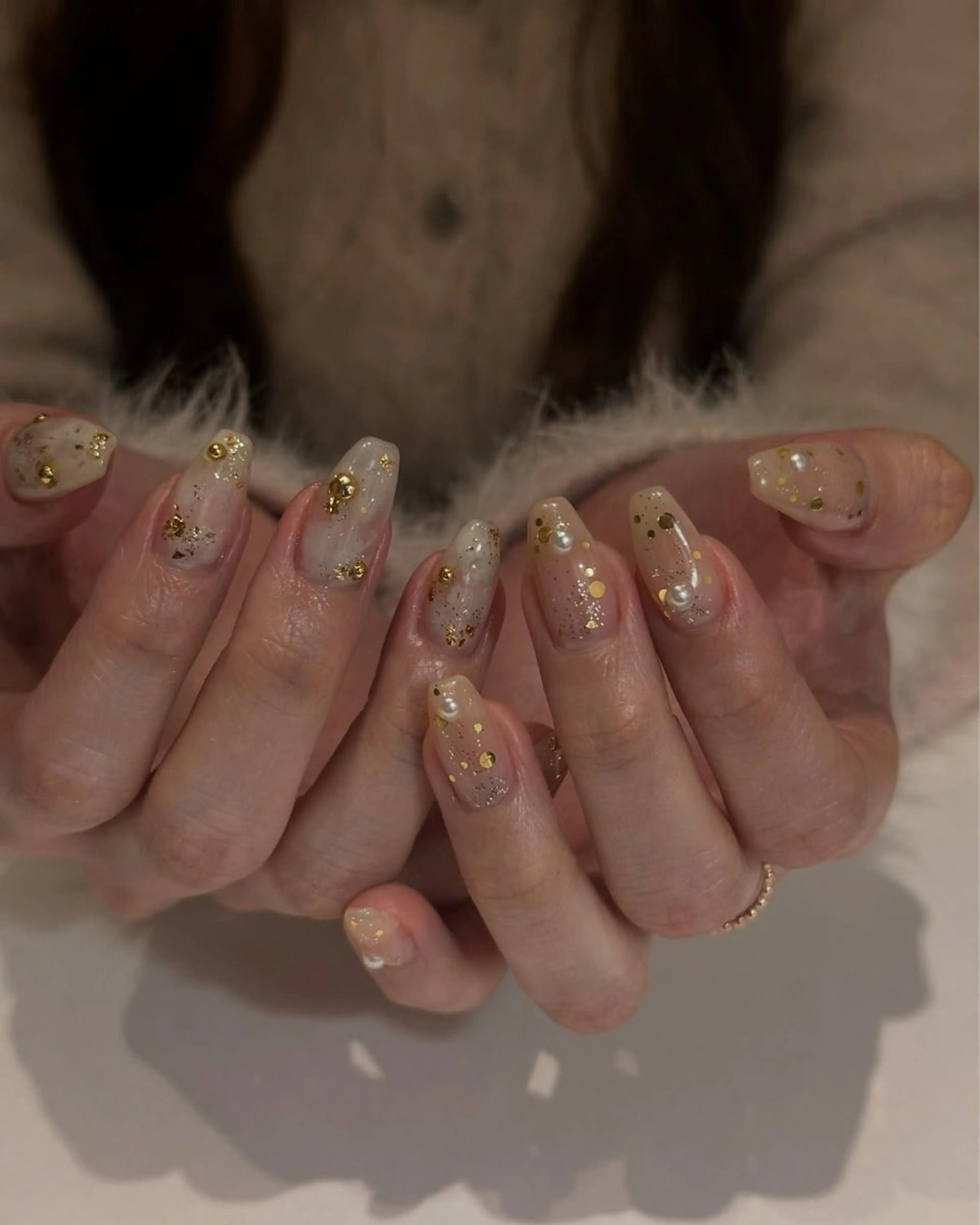 ネイル 韓国ネイル 持ち込み ニュアンスネイル ネイルチップ 冬ネイル LISA ANA.CHUOのネイルデザイン