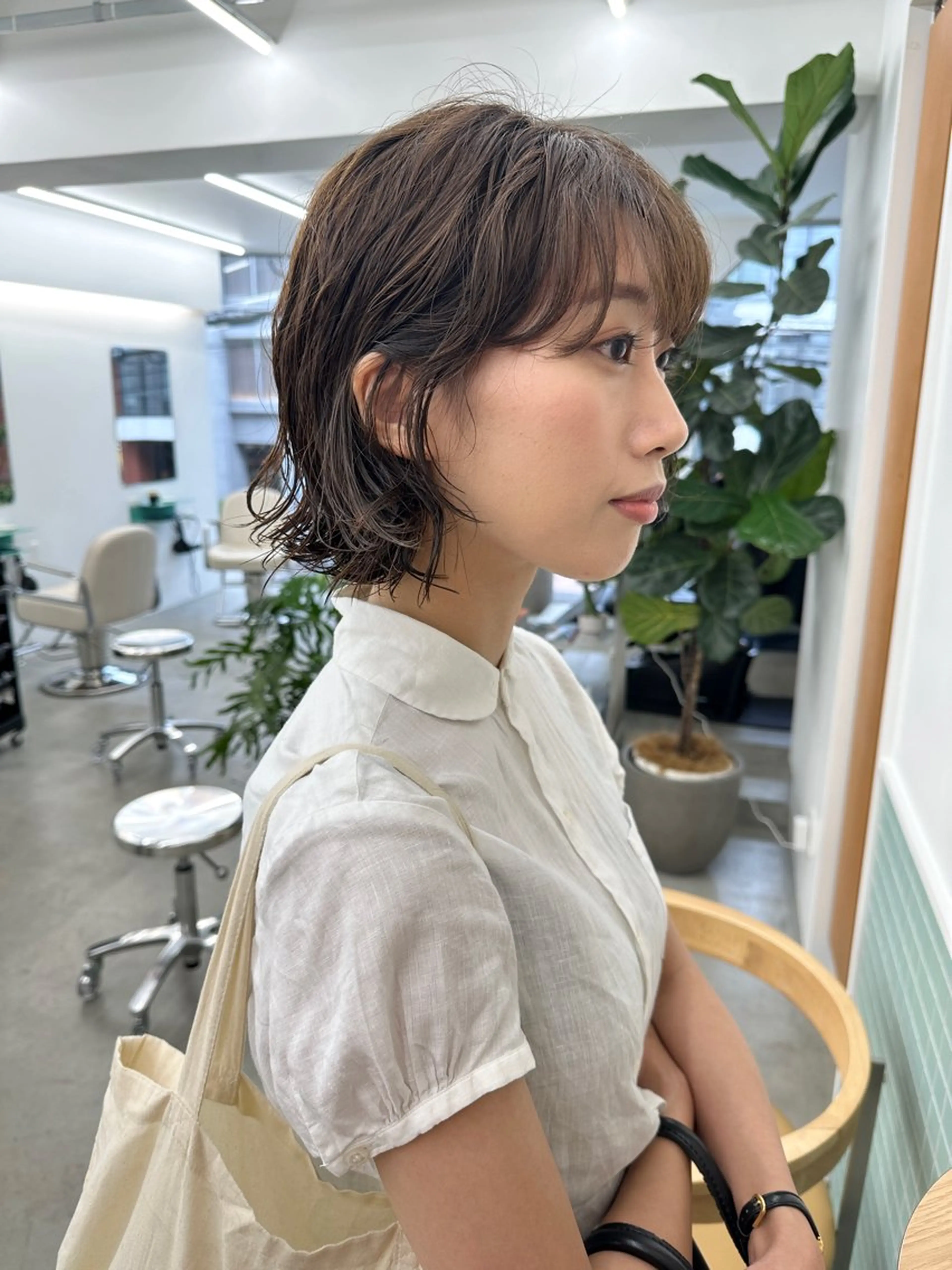 ショート カラー パーマ ボブ ニュアンスパーマ カット パーマ トリートメント ボブ/レイヤー/ケア パーマ/リュウタのヘアスタイル