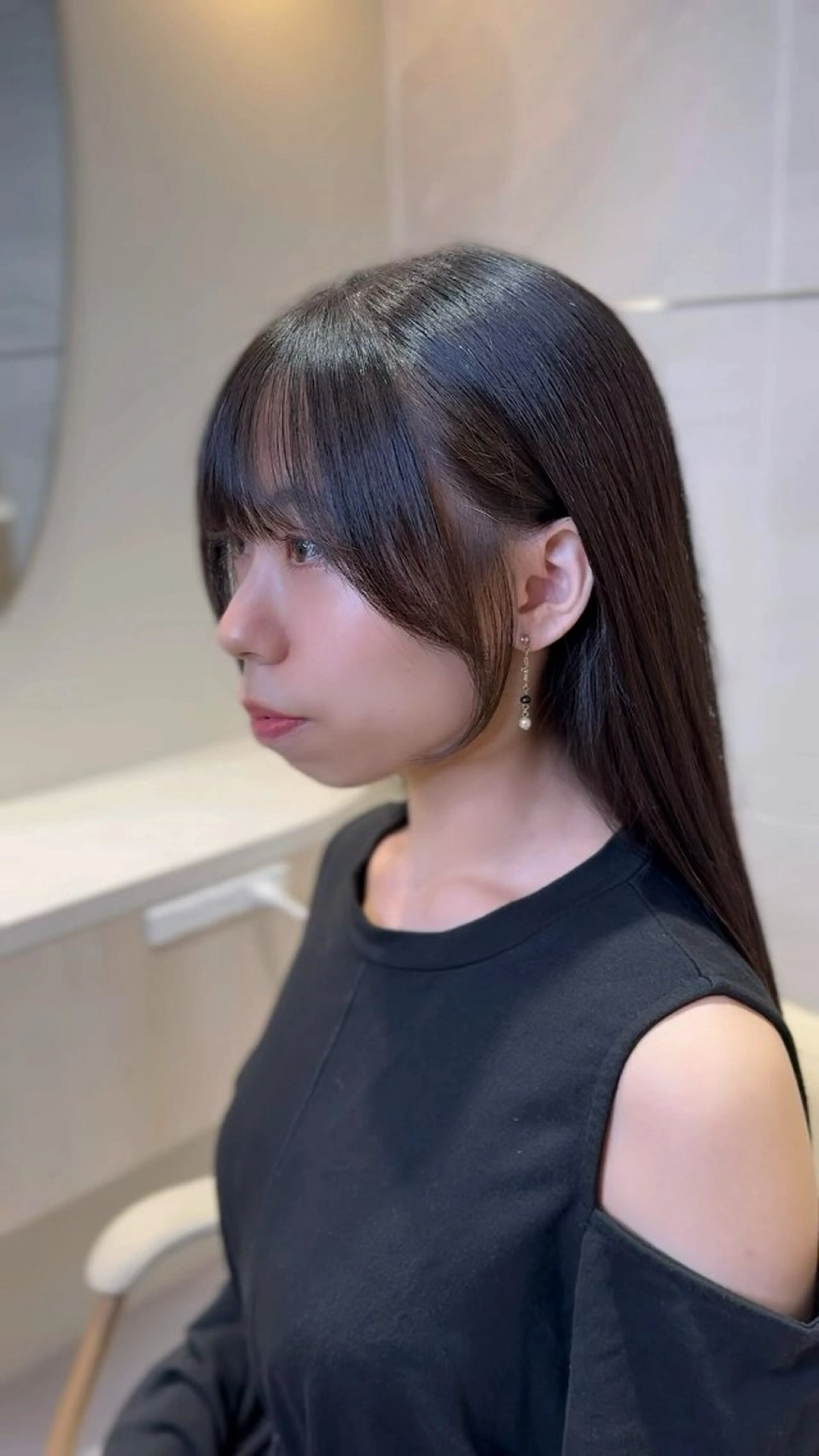 ロング 顔周りカット 似合わせカット カット無料｜レイヤー カット｜韓国モテへアのヘアスタイル